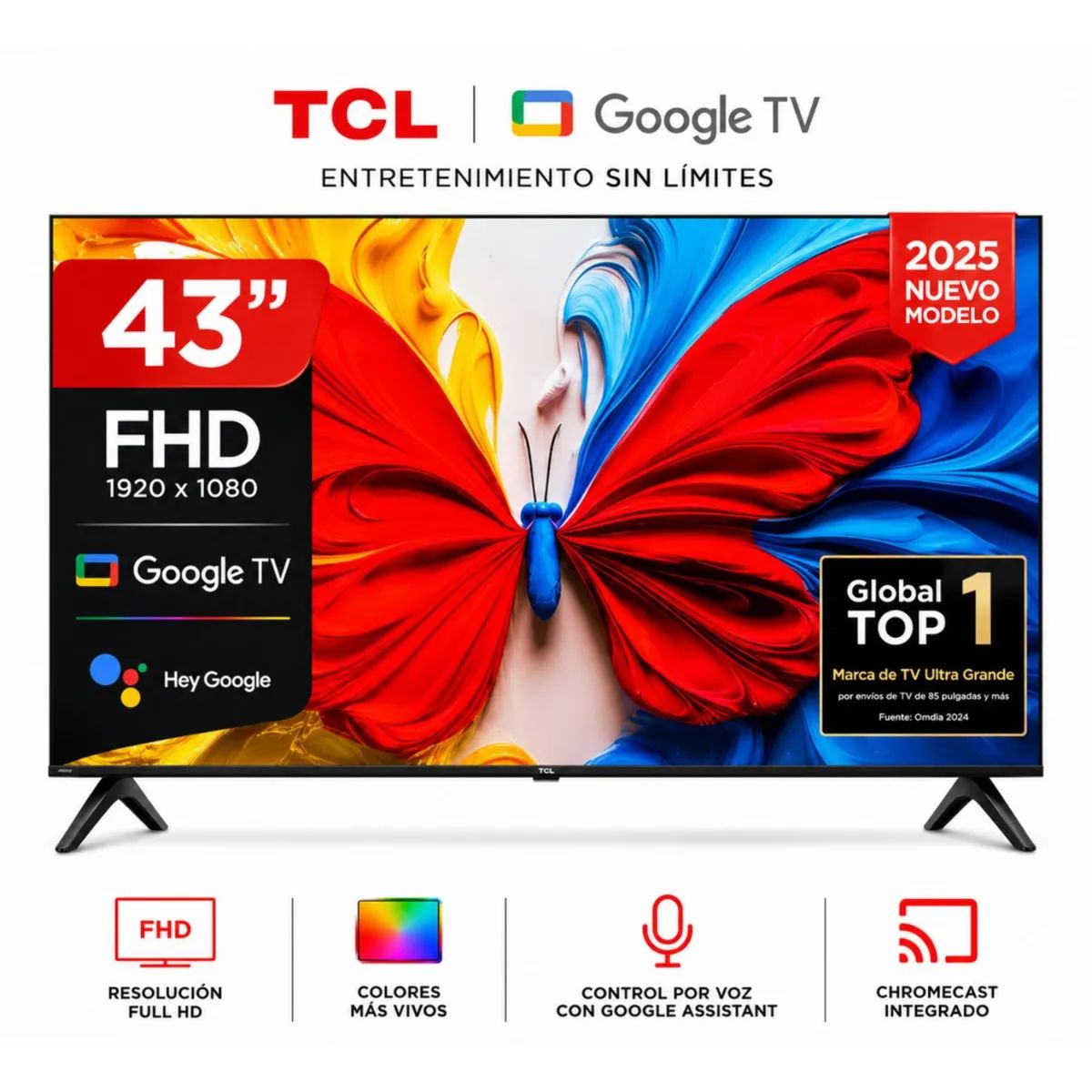 Televisor TCL 43 Pulgadas FHD QLED Google TV Smart TV 43S5K, marca TCL - Foto Principal