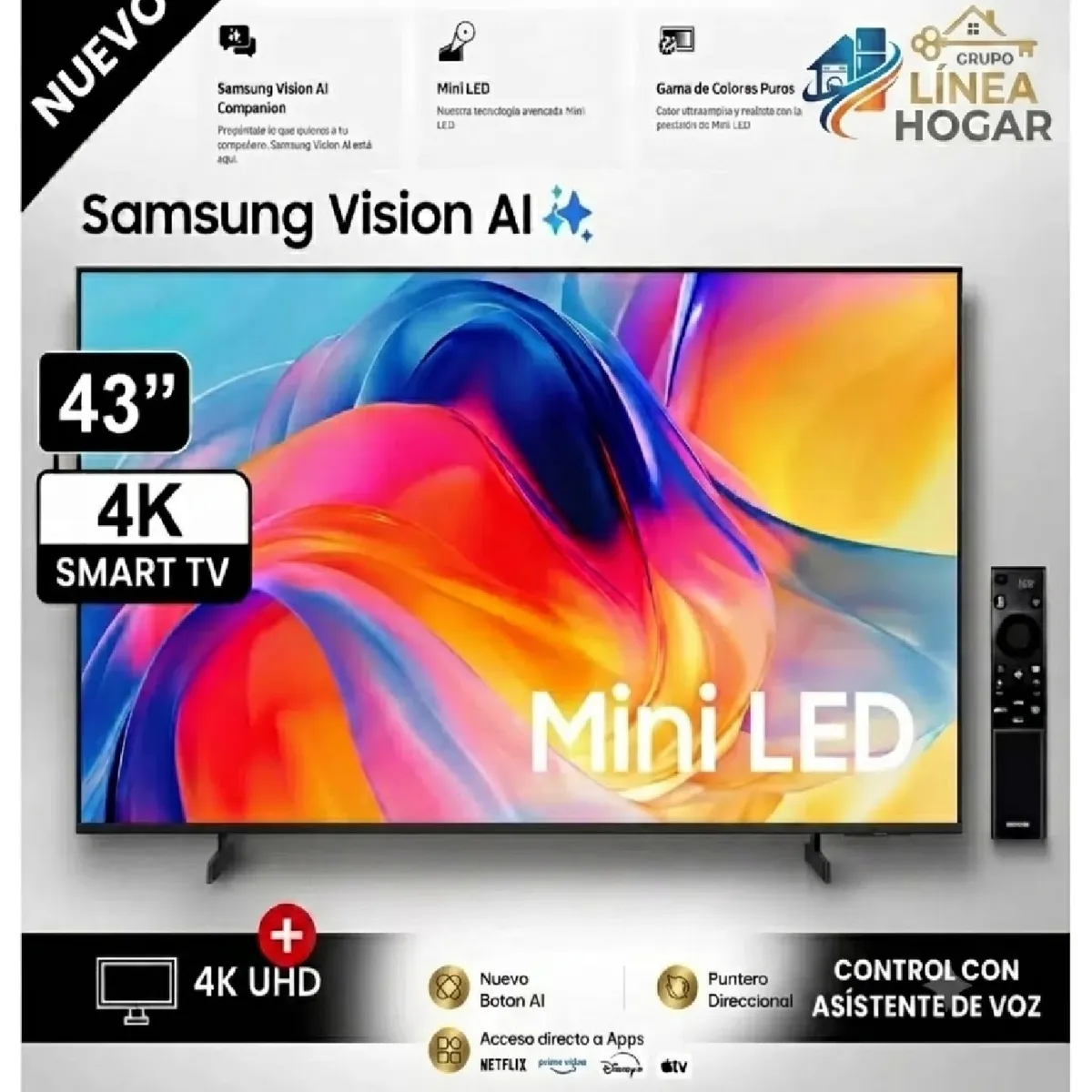SAMSUNG - Televisor Samsung 43"  Mini LED Smart TV 4K UHD HDR UN43M70HAGPE - 2026