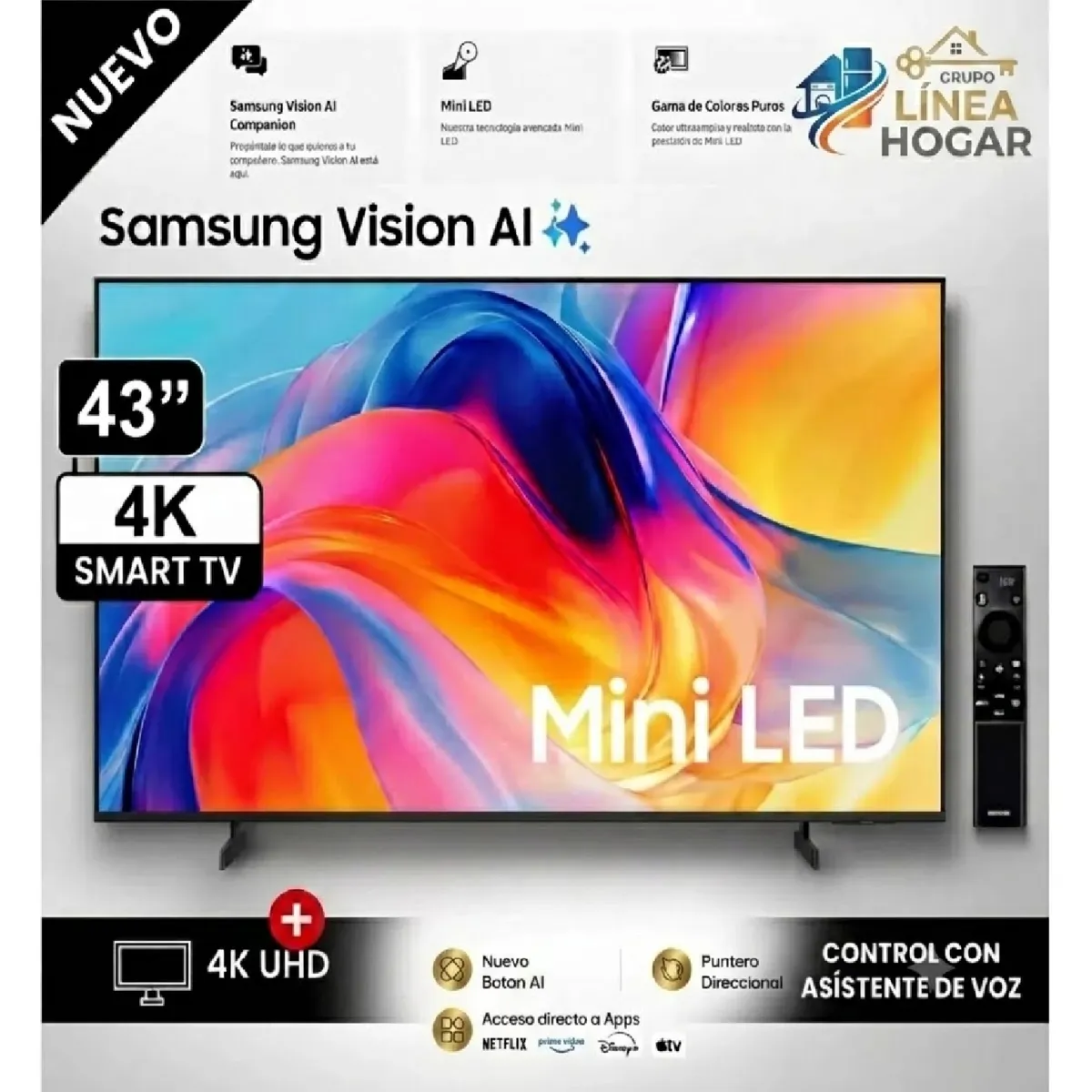 SAMSUNG - Televisor Samsung 43"  Mini LED Smart TV 4K UHD HDR UN43M70HAGPE - 2026