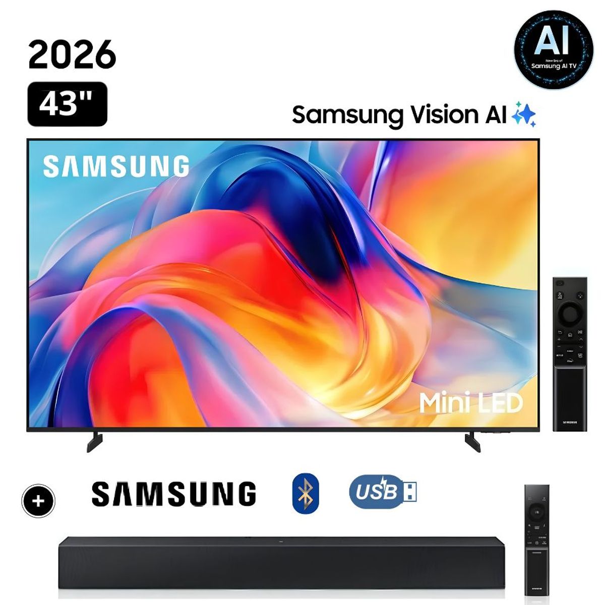 SAMSUNG - TELEVISOR SAMSUNG 43 MINI LED 43M70H VISION AI SMART TV + Sounbar Samsung
