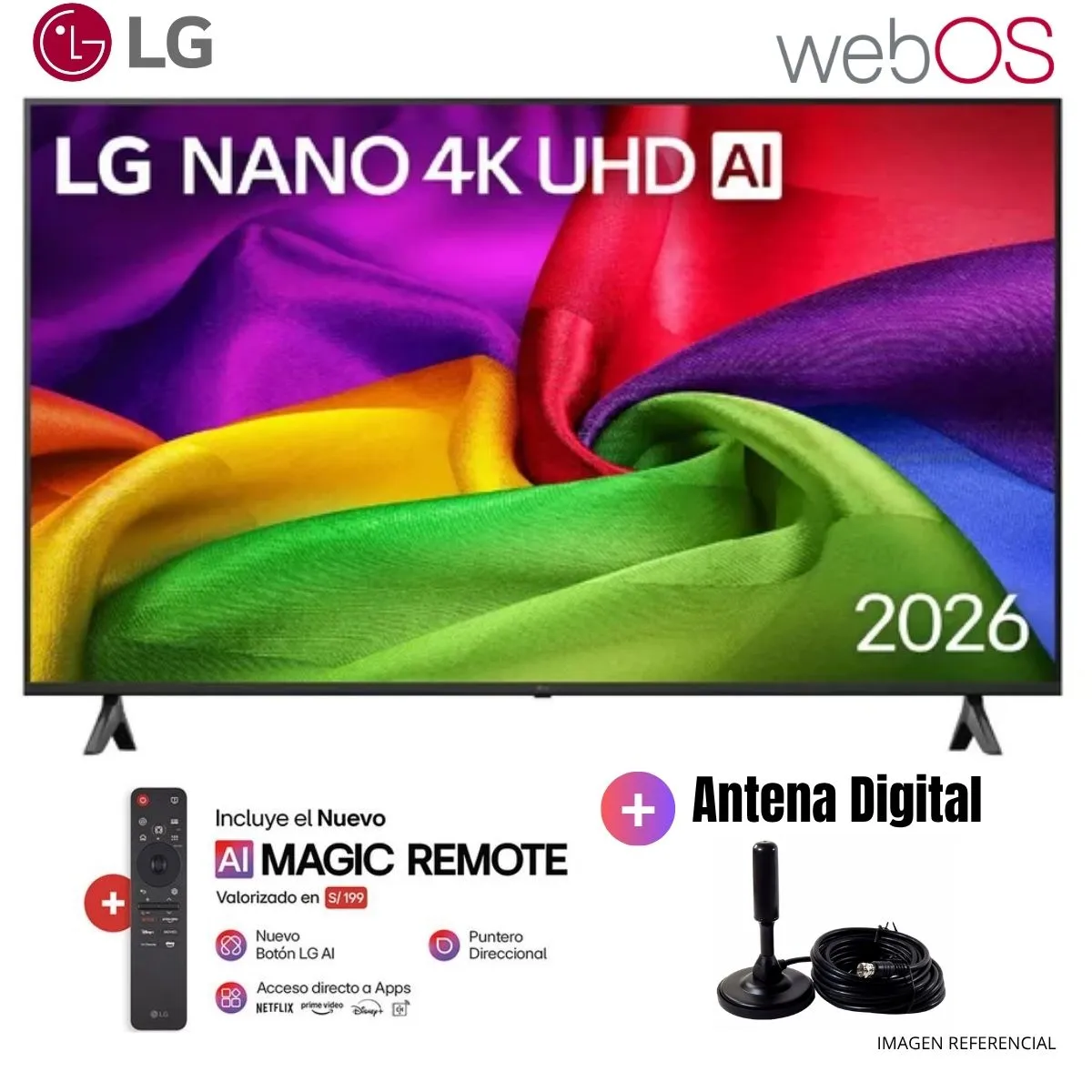 LG - Televisor Smart TV LG 55'' NANO UHD 4K WebOS 55NU800BPSB 2026 + Ant Digital