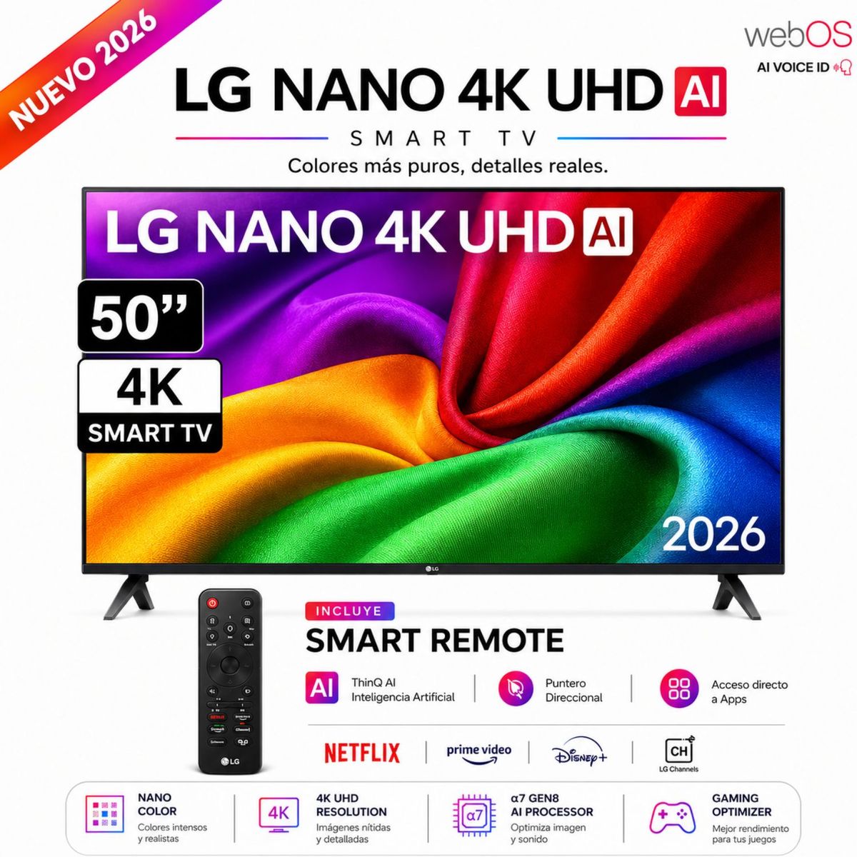 SAMSUNG - Televisor LG Smart TV 50 4K UHD 50NU800BPSC