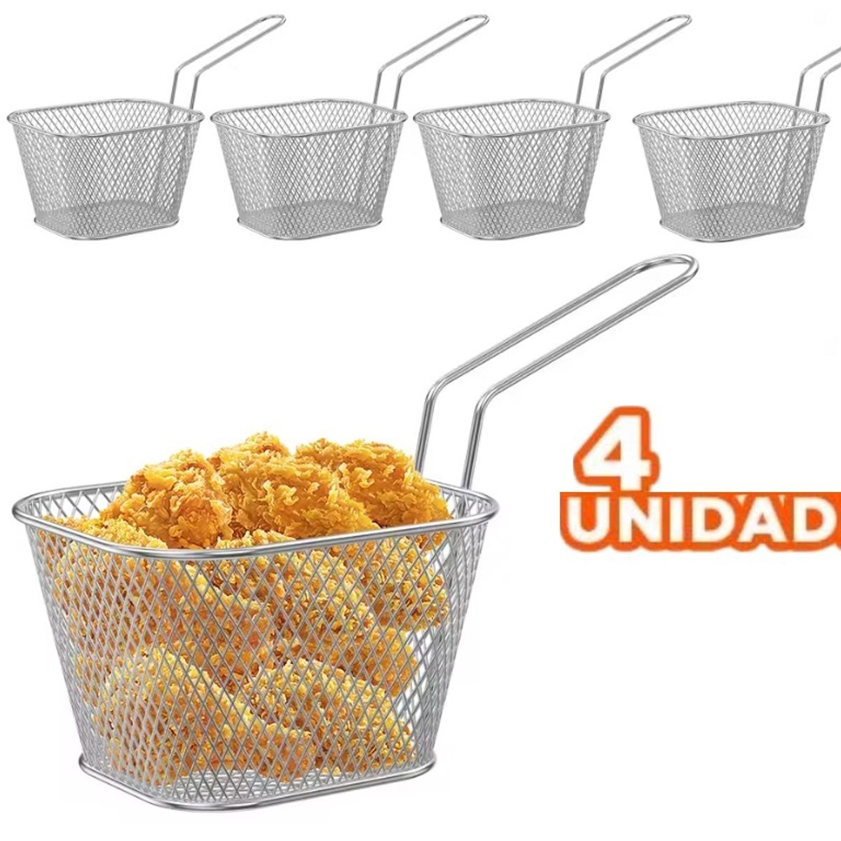 GENERICO - Mini Cesta para Papas Fritas Piqueos Canastilla x 4 unidades