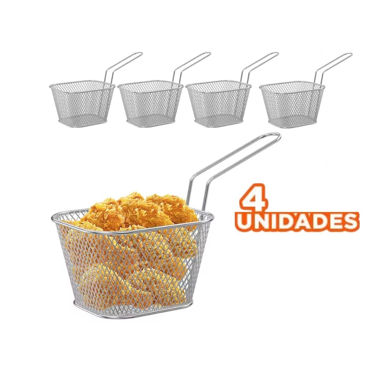 GENERICO - Mini Cesta para Papas Fritas Piqueos Canastilla x 4 unidades