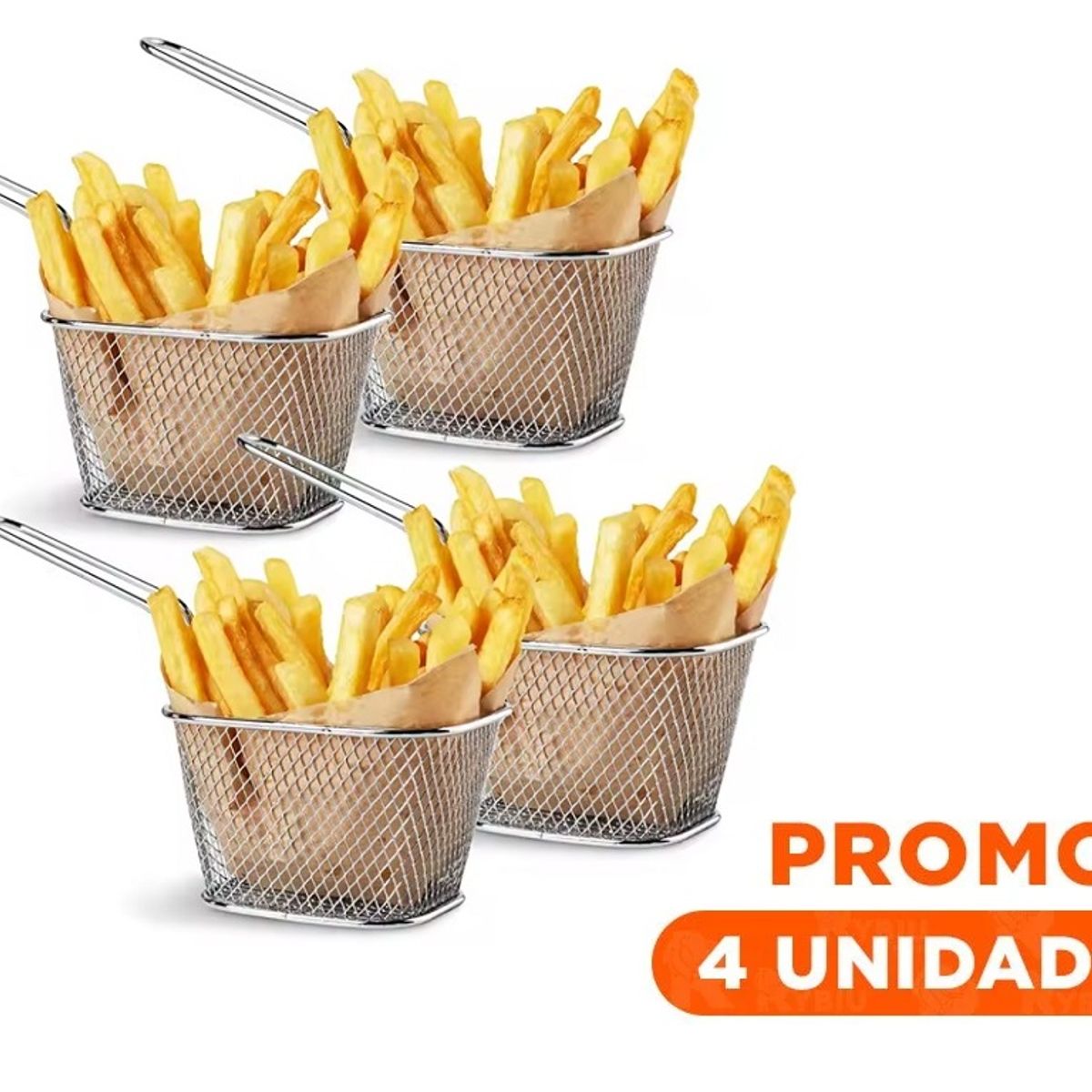 GENERICO - Mini Cesta para Papas Fritas Piqueos Canastilla x 4 unidades