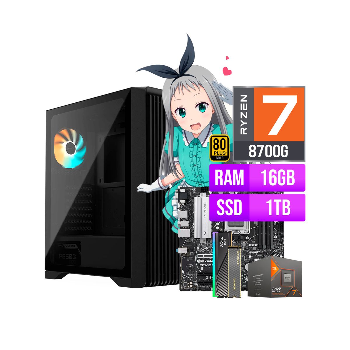 RYZEN - COMPUTADORA PC RYZEN 7 8700G 16GB DDR5 1TB SSD.