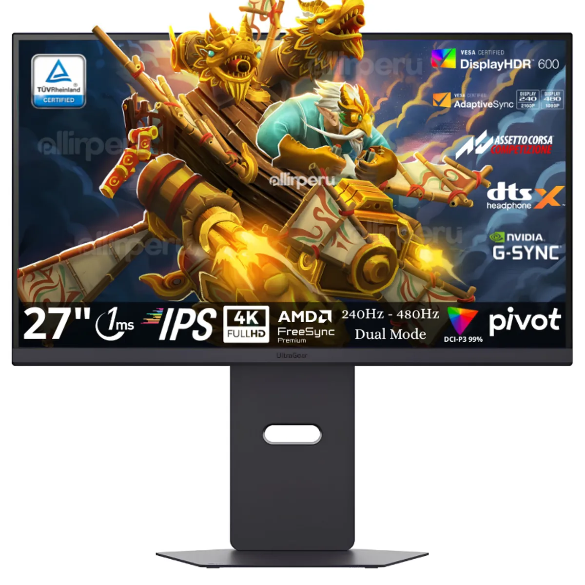 LG - LG - Monitor Gamer UltraGear 27G850A-B 27 Nano IPS UHD 4K Dual Mode 240Hz480Hz 1ms