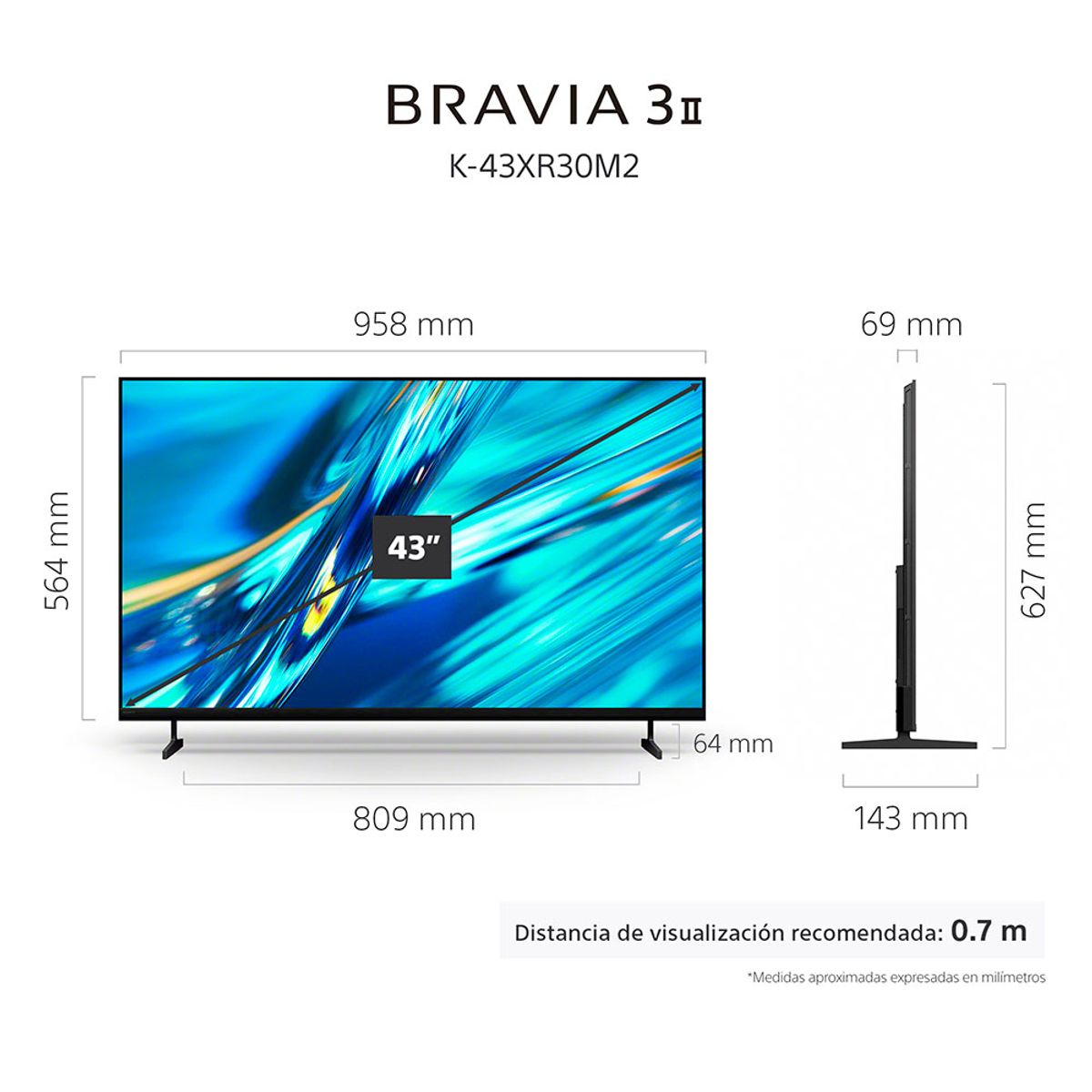 SONY - Sony TV 43" 43XR30M2 4K LED Ultra HD BRAVIA 3 II Google TV