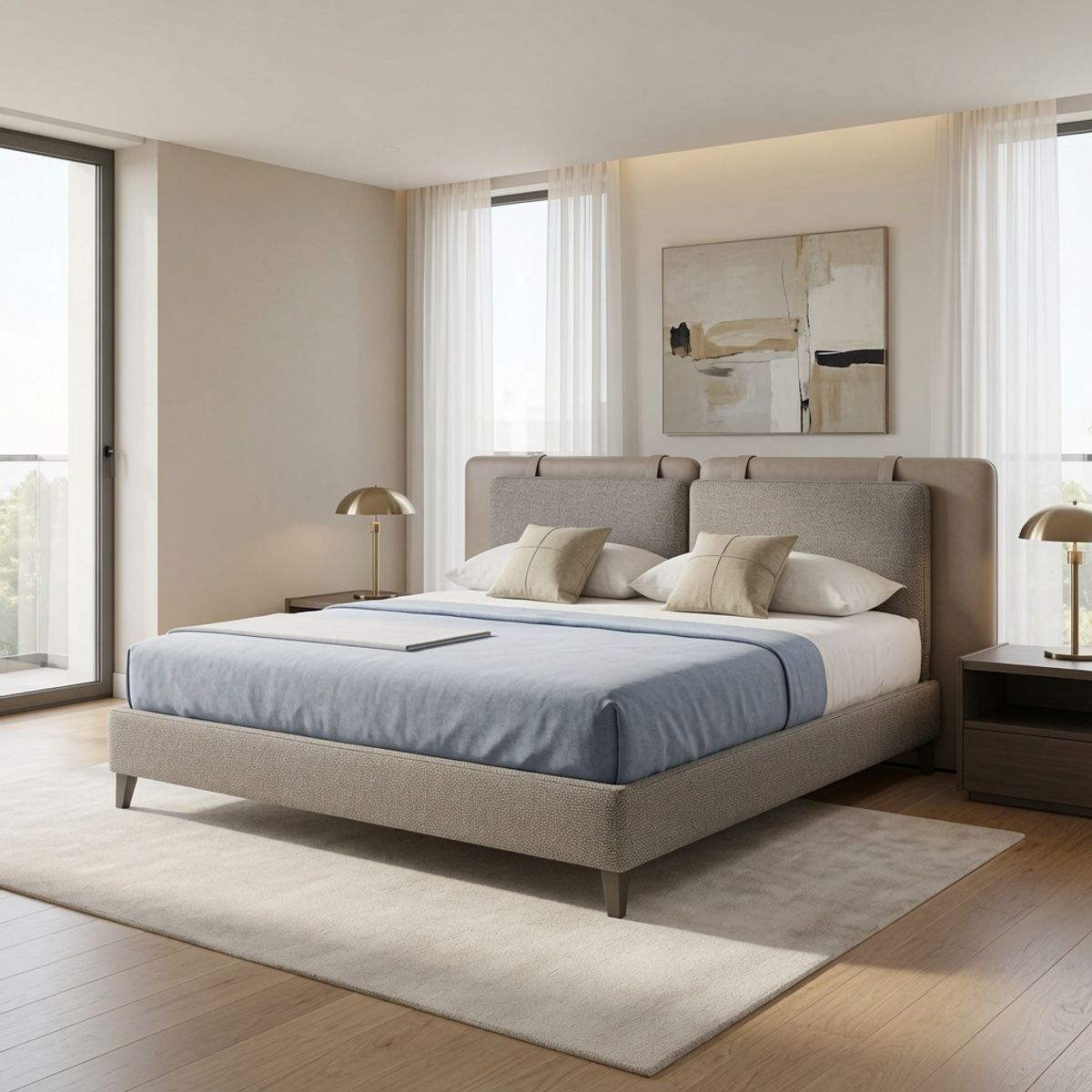 Cama Box Thalia 2 Plazas Taupe Tarima + Cabecera TU MESITA, marca TU MESITA - Foto Principal