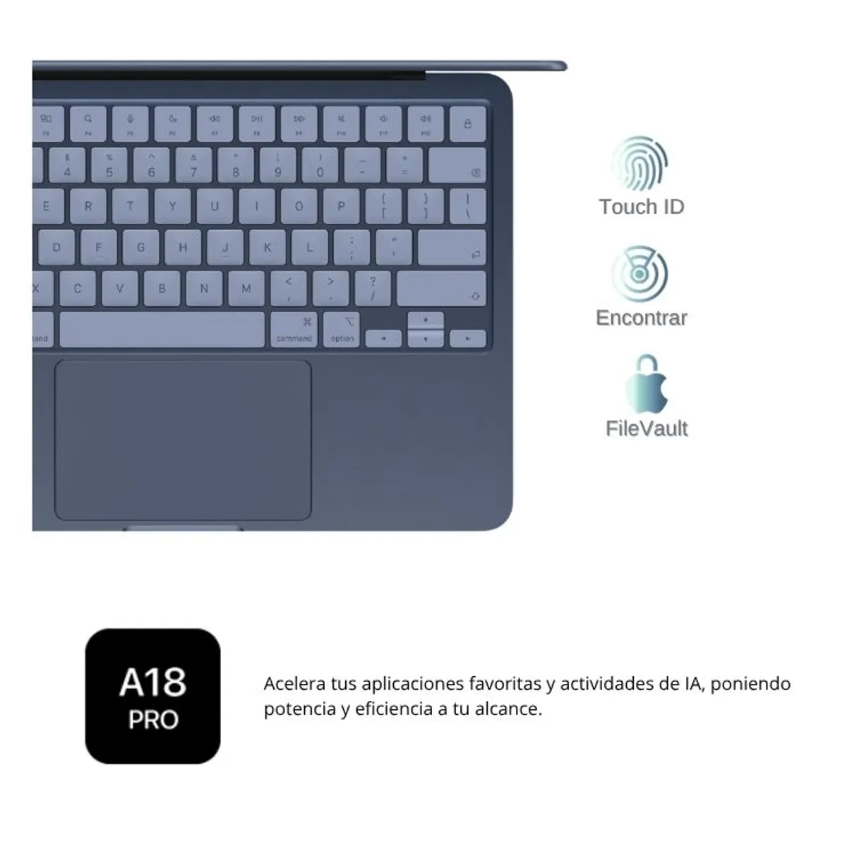 APPLE - MacBook Neo 13″ Apple A18 Pro, 8GB RAM, 512GB SSD  Apple Intelligence - Teclado Inglés - Indigo