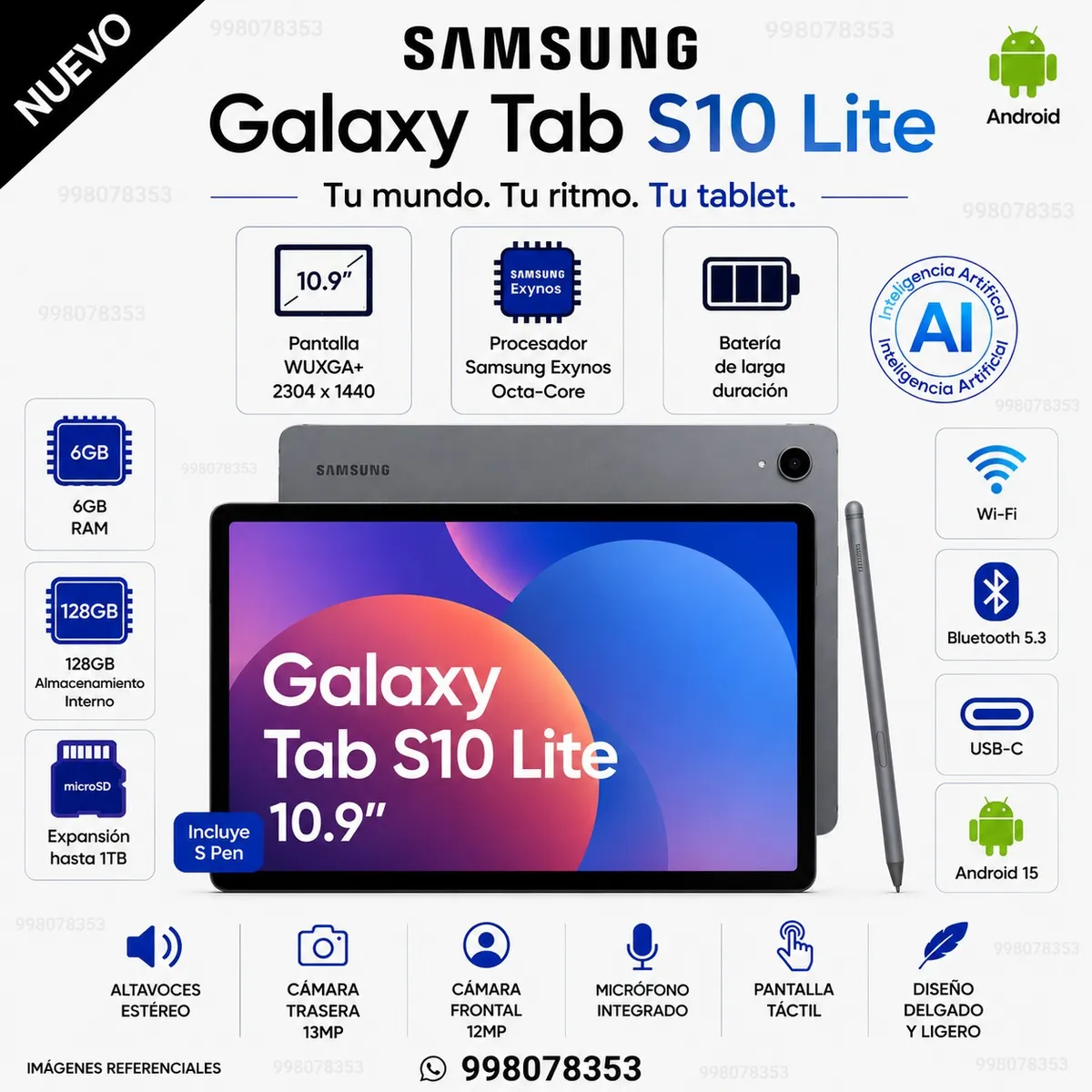 SAMSUNG - Tablet Samsung Galaxy Tab S10 Lite 10.9 6GB RAM 128GB Android Gray SM-X400NZAAPEO