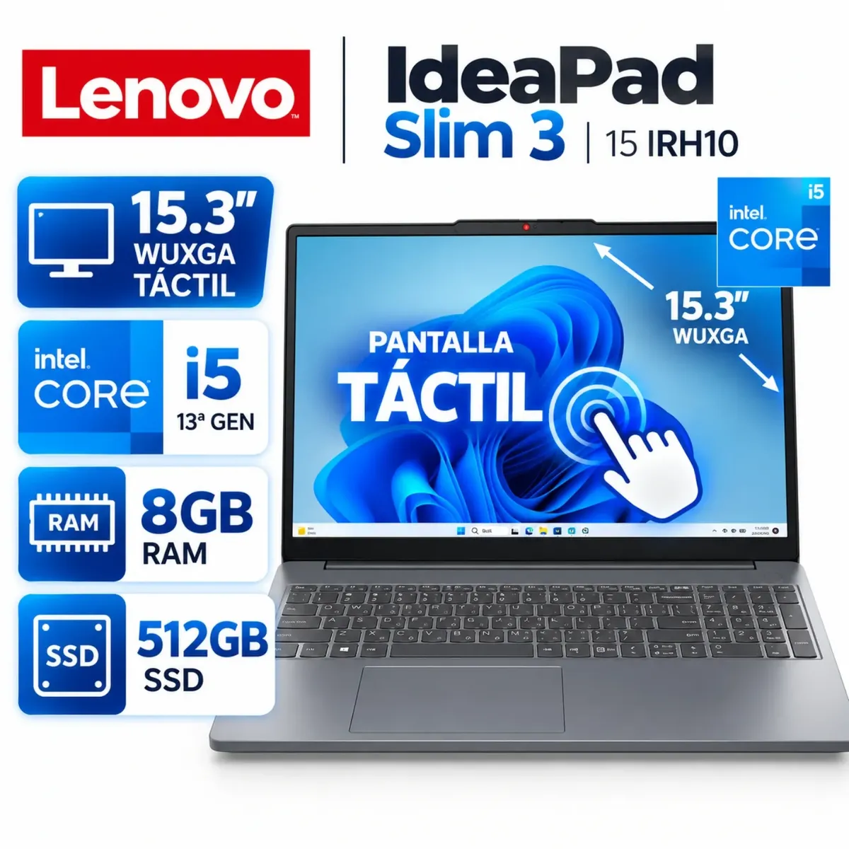 LENOVO - Lenovo IdeaPad Slim 3  Pantalla Táctil Core i5-13420H 8GB RAM 512GB SSD 15.3" WUXGA Windows 11.