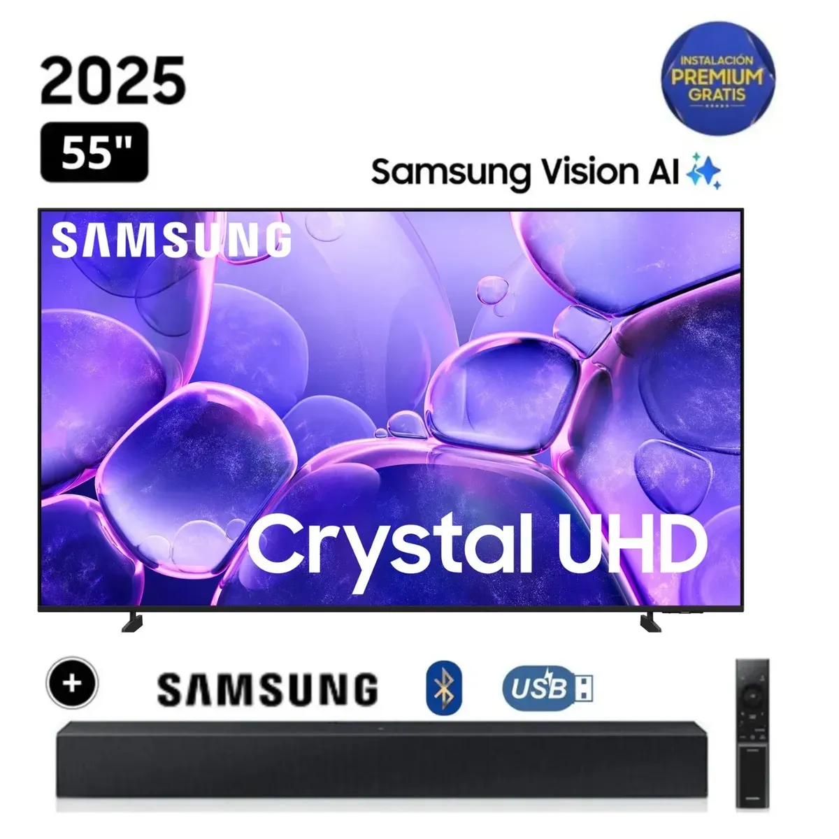 SAMSUNG - Televisor Samsung Smart TV 55 Crystal UHD 4K UN55U8000FGXPE + Soundbar HW-B400F