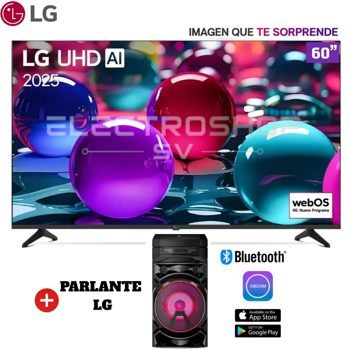 LG - Televisor LG 60 Smart WebOs 60UA8000PSB UHD 4K AI + Parlante LG