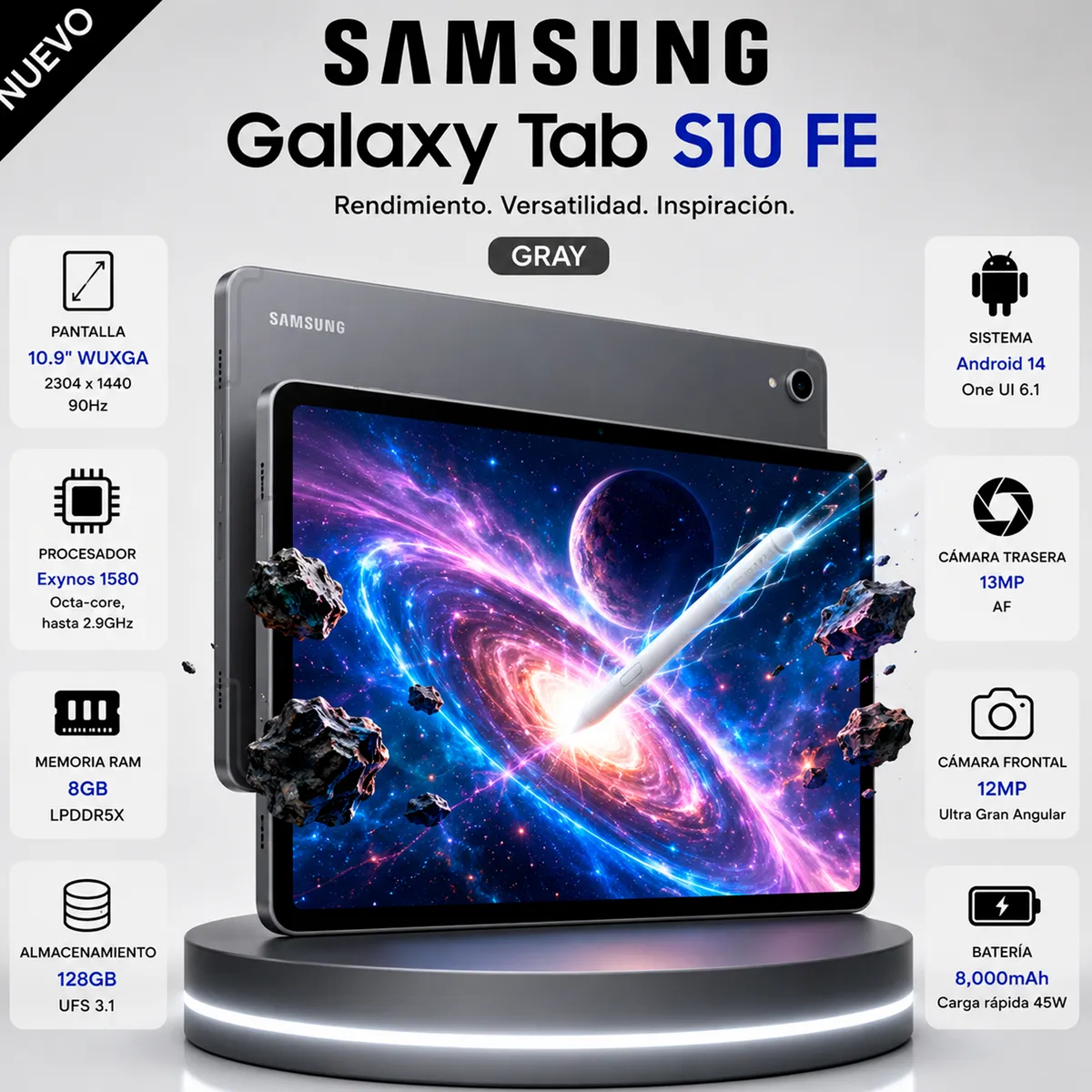 SAMSUNG - Tablet Samsung Galaxy Tab S10 FE 10.9 pulg. WUXGA 128GB 8GB RAM - GRAY