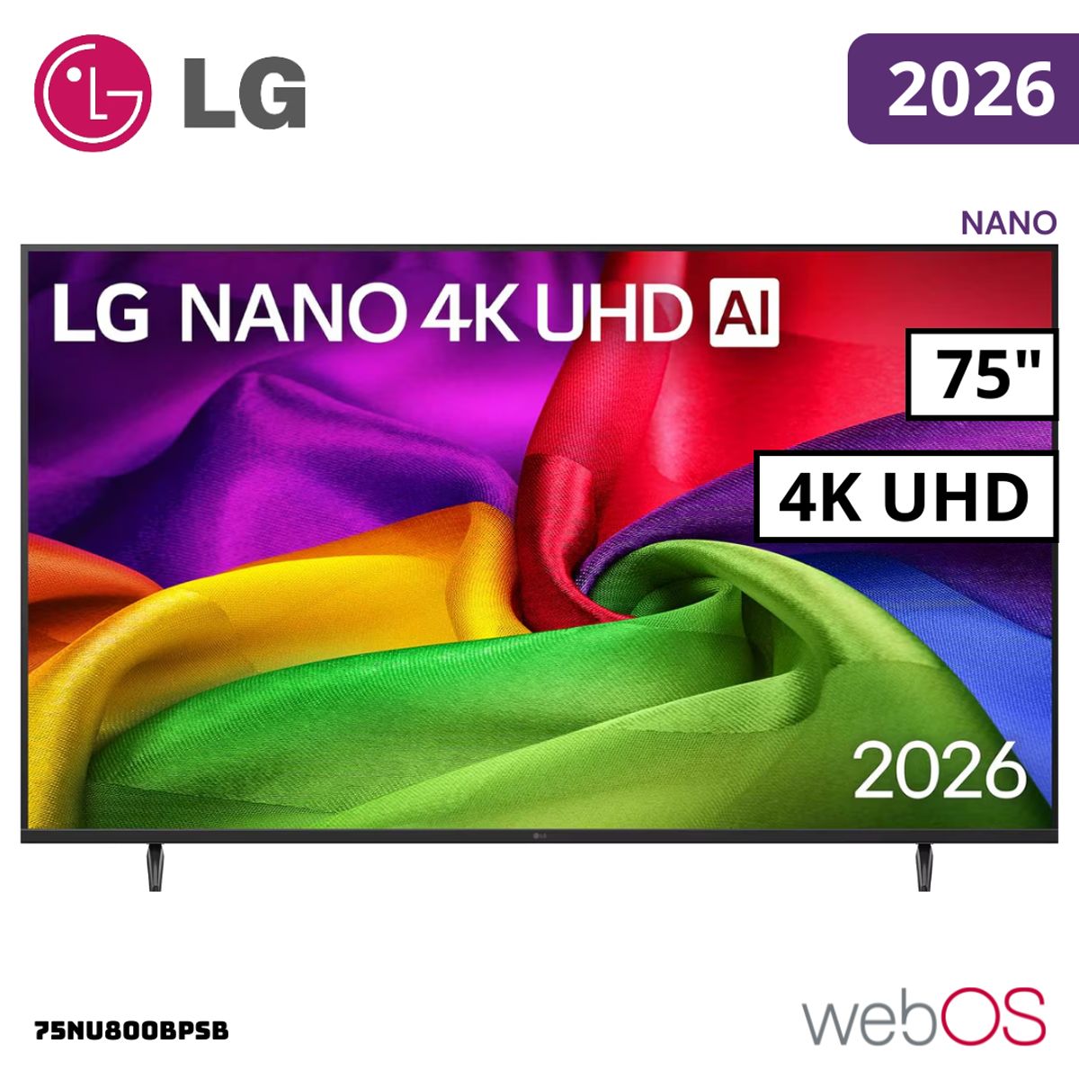 LG - TELEVISOR LG 75 NANO SMART TV THINQ AI WEBOS HUB 4K UHD 2026 - 75NU800BPSB