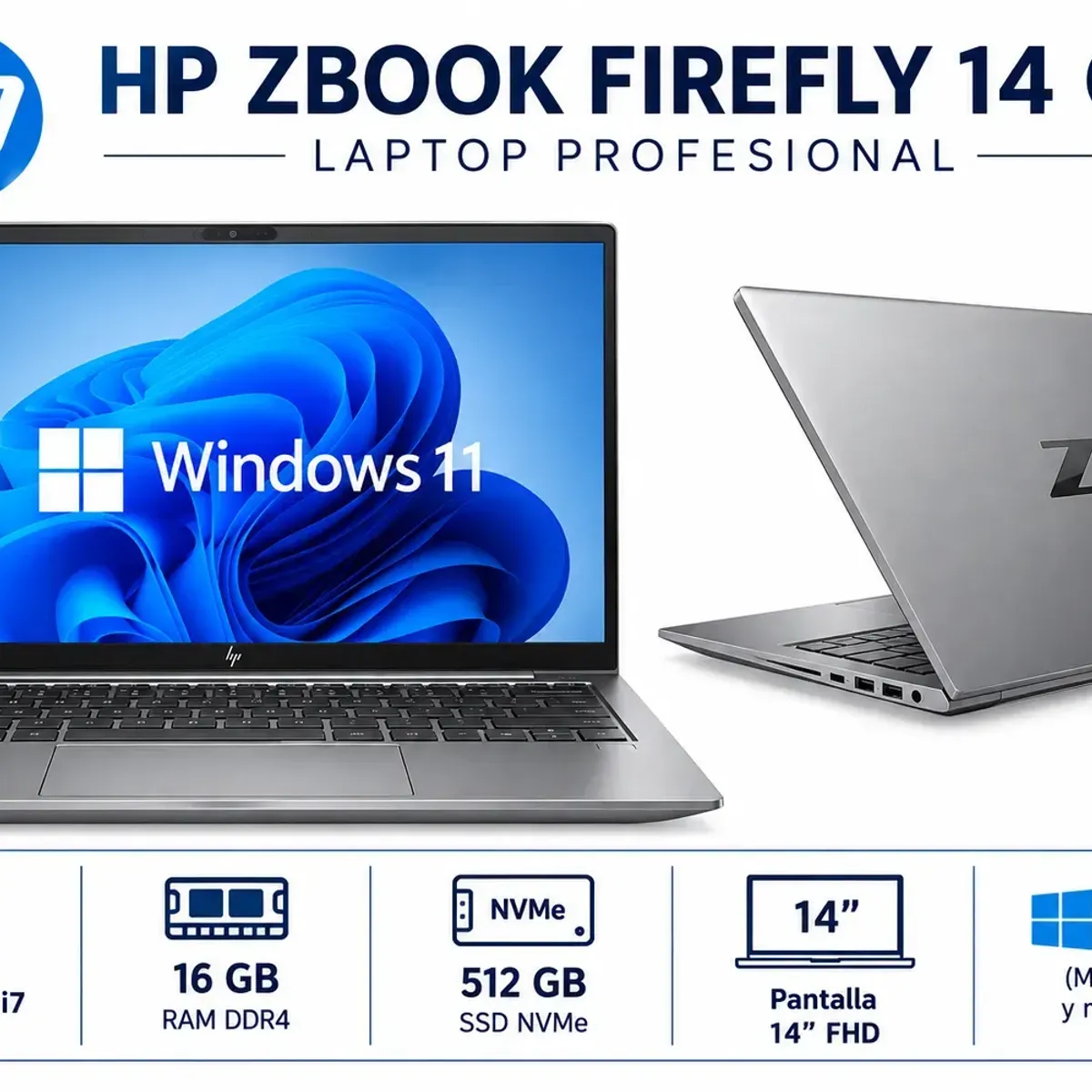 HP - Laptop HP ZBOOK FIREFLY 14 G8 - INTEL CORE I7 11VA GEN - 16GB RAM DDR4 - 512GB NVMe - 14".