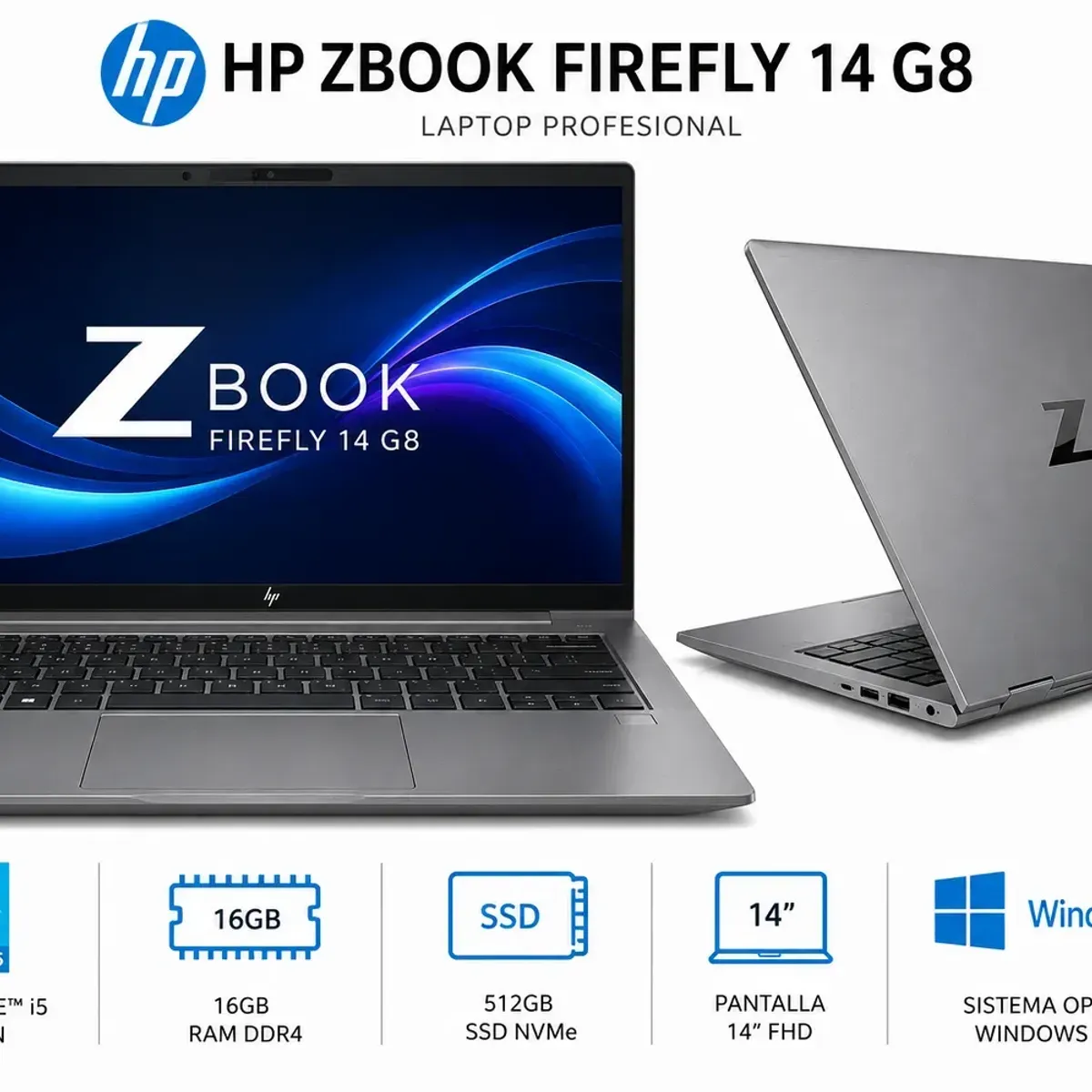 HP - Laptop HP ZBOOK FIREFLY 14 G8 - INTEL CORE I5 11VA GEN - 16GB RAM DDR4 - 512GB NVMe - 14".
