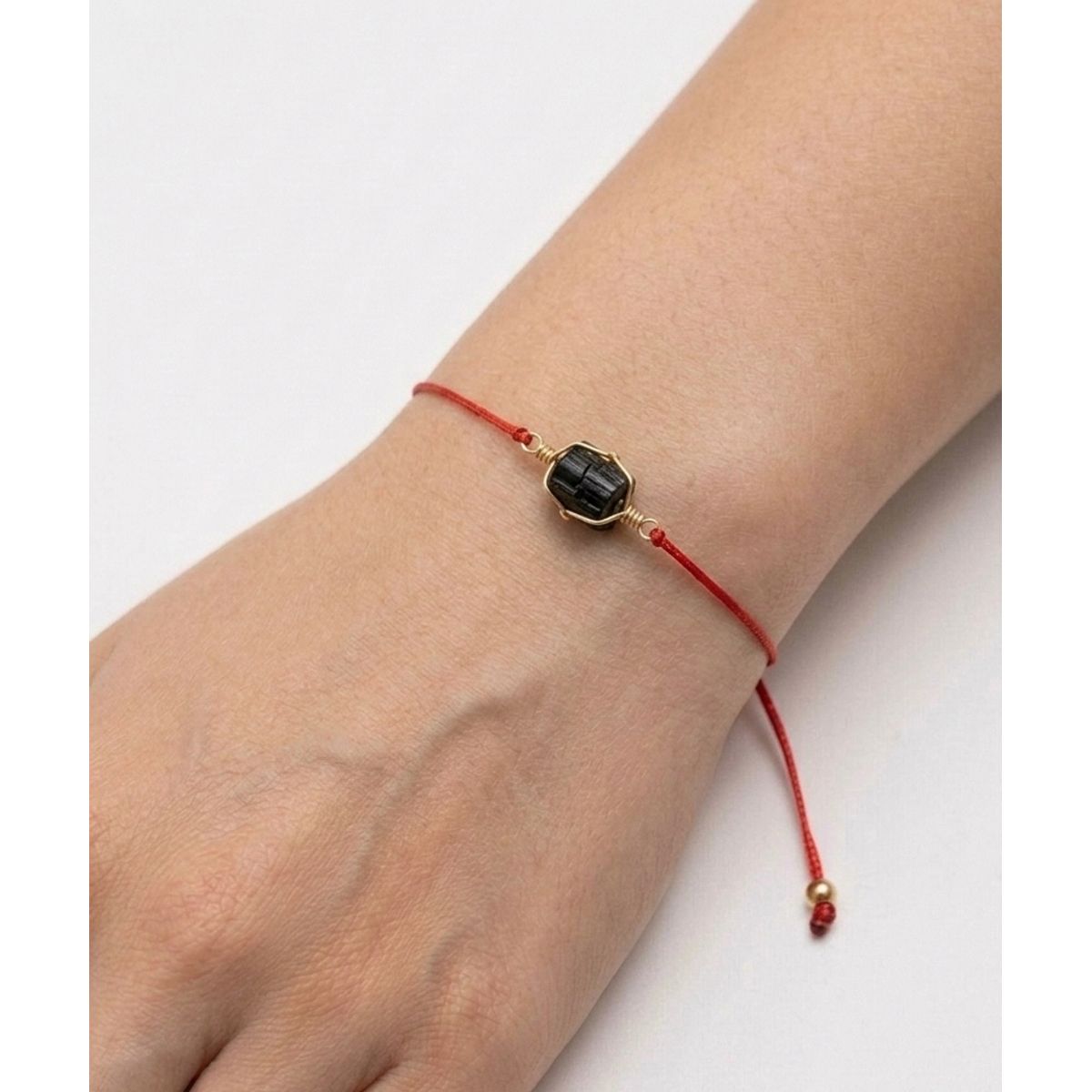 SM - Pulsera Turmalina Negra para la Protección - Hilo Rojo