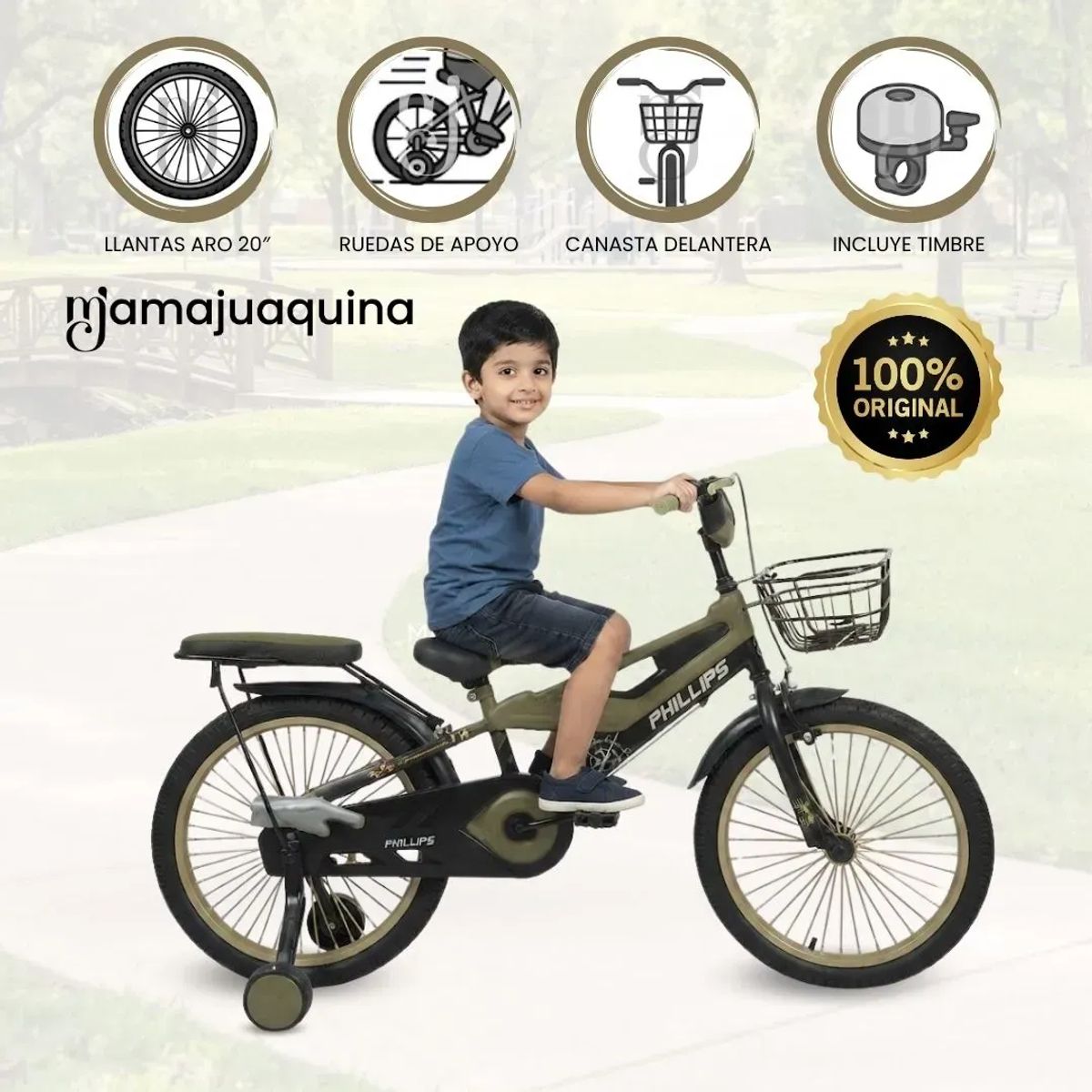 Bicicleta Para Niño Aro 20 «MEGATRON» con Canasta Edición Exclusiva Dark Green, marca Baby - Foto Principal