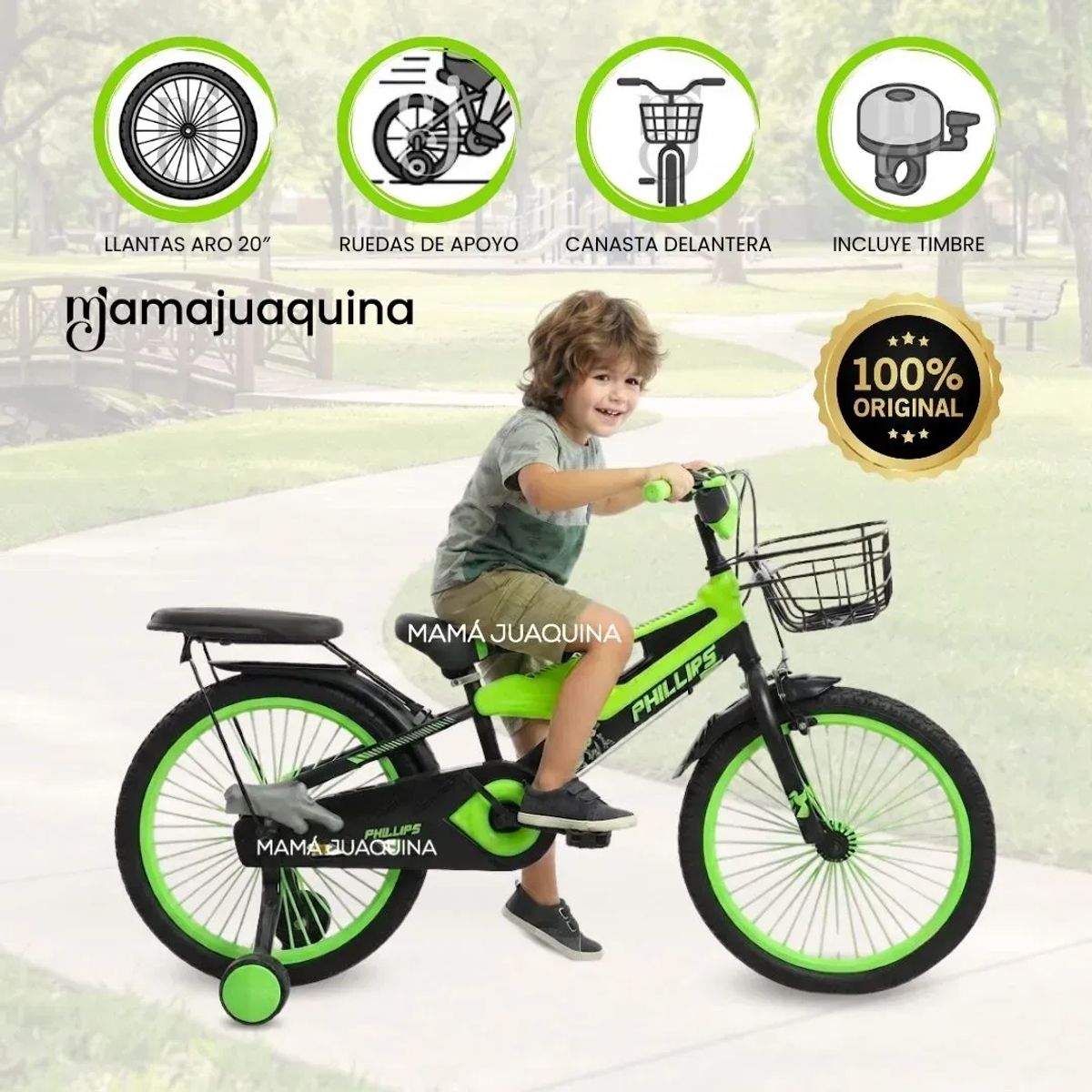 Bicicleta Para Niño Aro 20 «MEGATRON» con Canasta Edición Exclusiva Green, marca Baby - Foto Principal