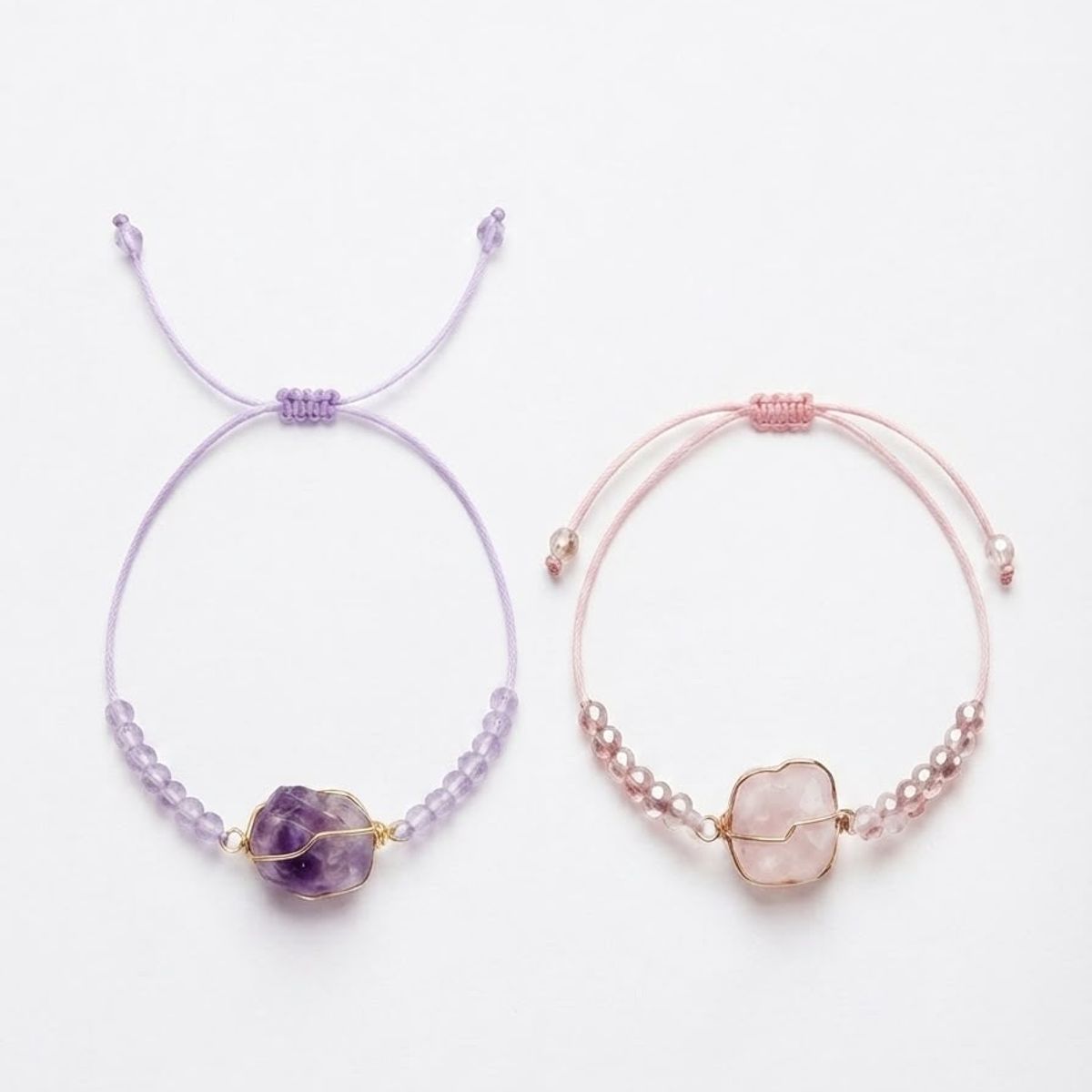 SM - Pack Dúo Pulseras Amatista y Cuarzo Rosa