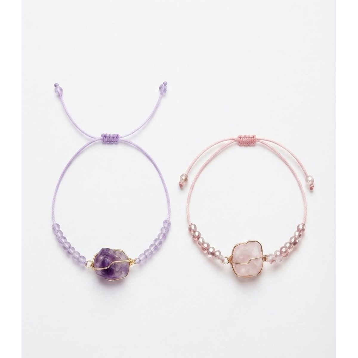 SM - Pack Dúo Pulseras Amatista y Cuarzo Rosa