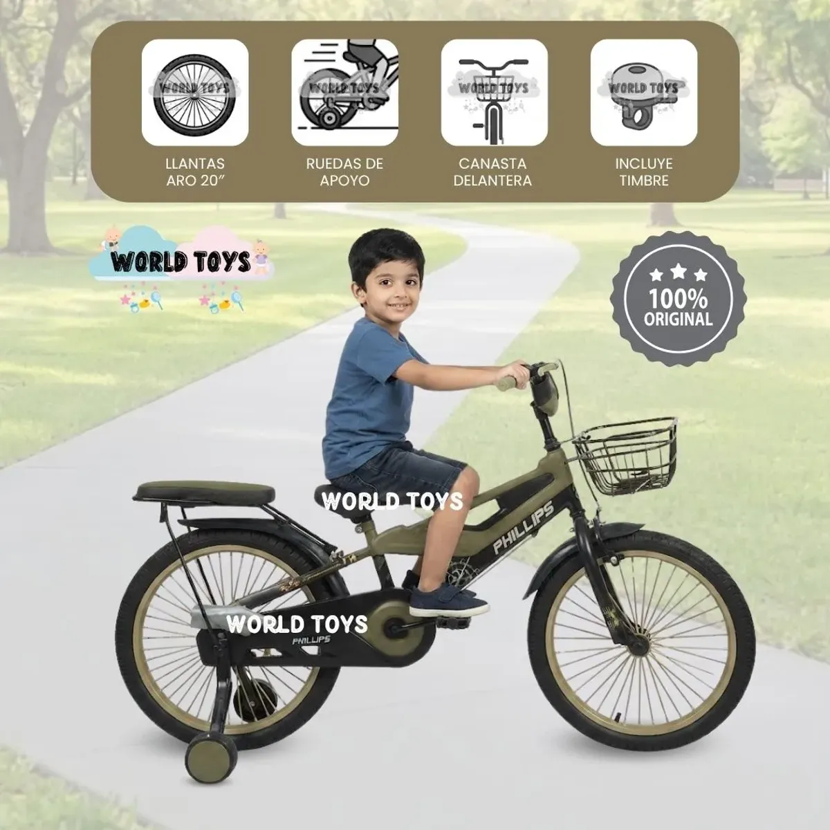 Bicicleta Para Niño Aro 20 «MEGATRON» con Canasta Beige, marca Baby - Foto Principal