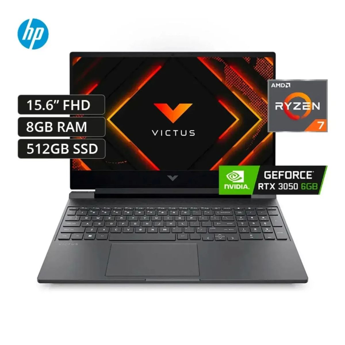 HP - HP Victus 15-fb3018la Ryzen 7-7445HS, 8GB RAM, 512GB SSD, RTX 3050 6GB, 15.6″ FHD, Windows 11