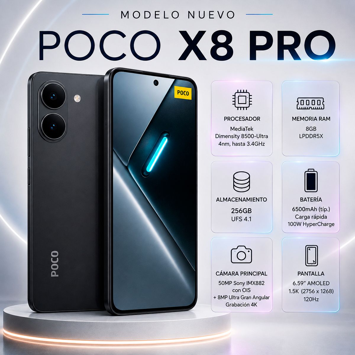 Celular POCO X8 Pro  8GB + 256GB - Negro, marca XIAOMI - Foto Principal