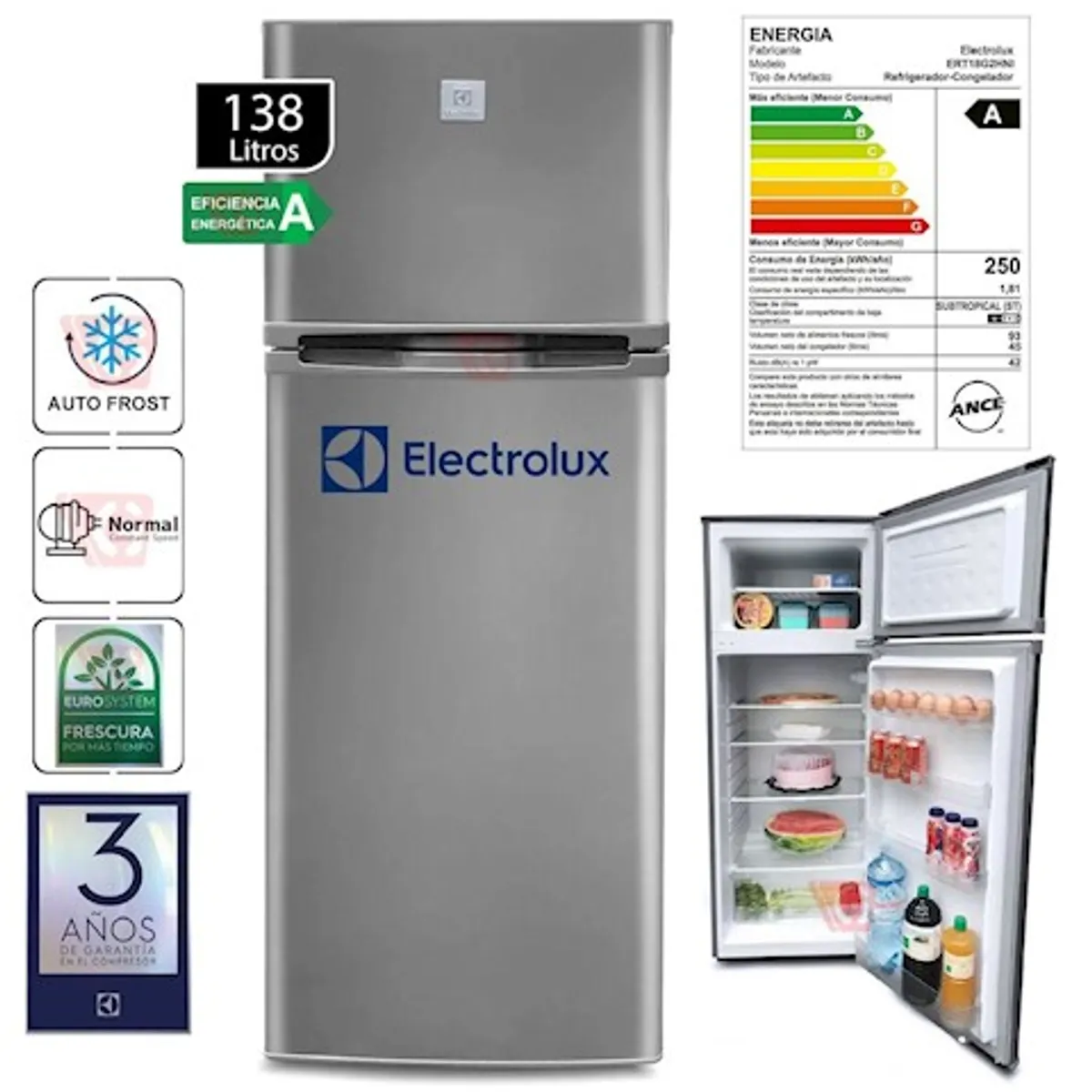 Electrolux - Refrigeradora Electrolux ERT18G2HNI 138 Litros - Silver