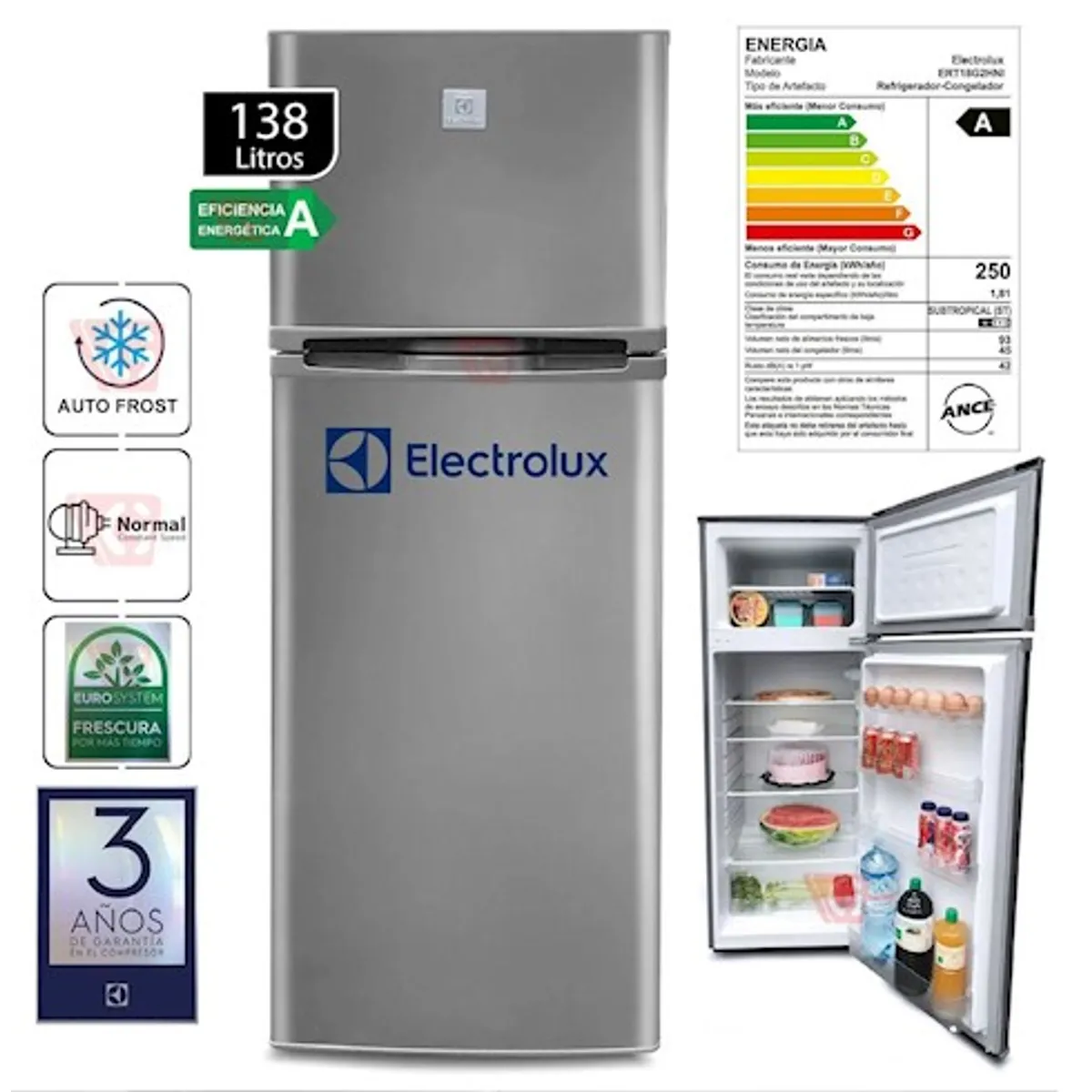 Electrolux - Refrigeradora Electrolux ERT18G2HNI 138 Litros - Silver