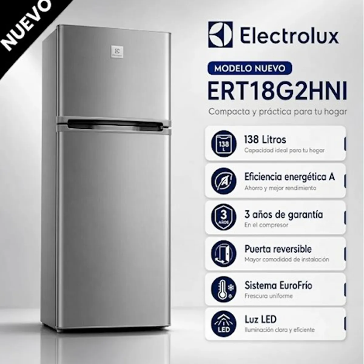 Electrolux - Refrigeradora Electrolux ERT18G2HNI 138 Litros - Silver