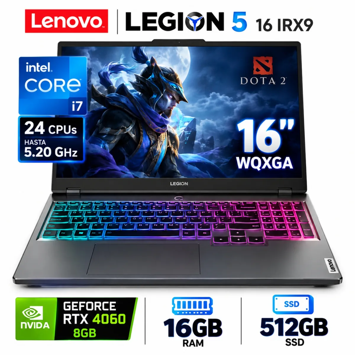 LENOVO - Lenovo Legion 5 16IRX9  Core i7-14650HX, 16GB RAM, 512GB SSD, RTX 4060 8GB, 16″ WQXGA, Windows 11