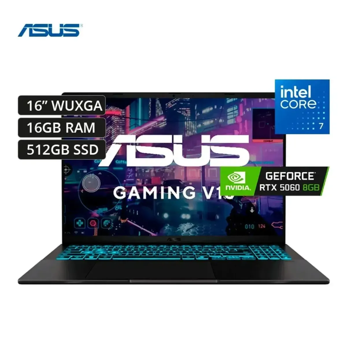 ASUS - Asus V16 V3607VM-ES74 Core 7-240H, 16GB RAM, 512GB SSD, RTX 5060 8GB, 16″ WUXGA, Windows 11