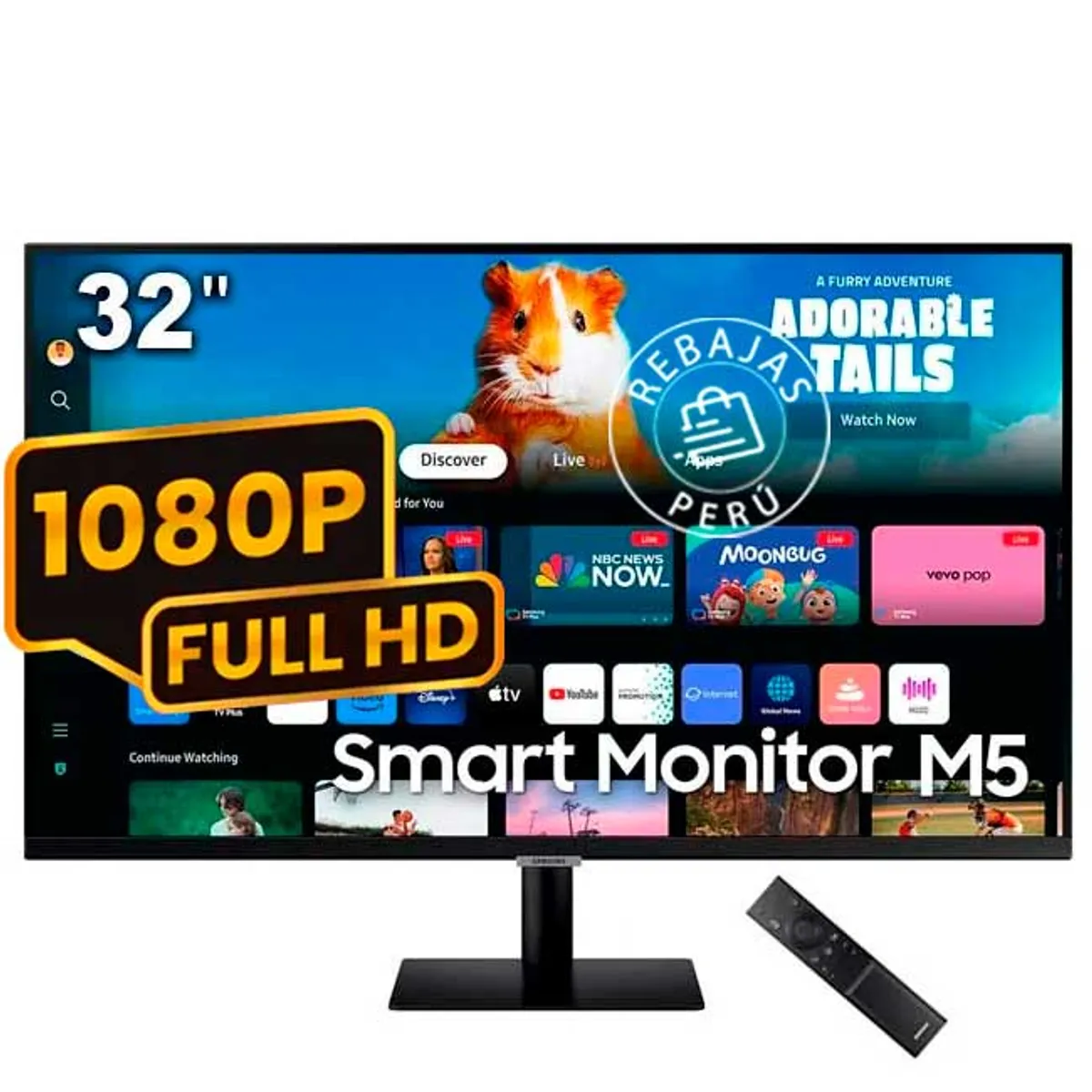 SAMSUNG - Samsung Smart Monitor M5 32” FHD IPS HDR10 Wi‑Fi Bluetooth Control Remoto – LS32FM500ELXPE