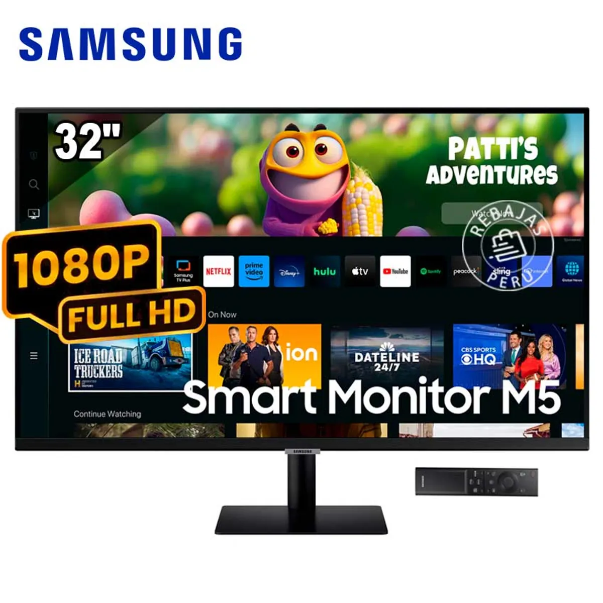 SAMSUNG - Samsung Smart Monitor M5 32” FHD IPS HDR10 Wi‑Fi Bluetooth Control Remoto – LS32FM500ELXPE