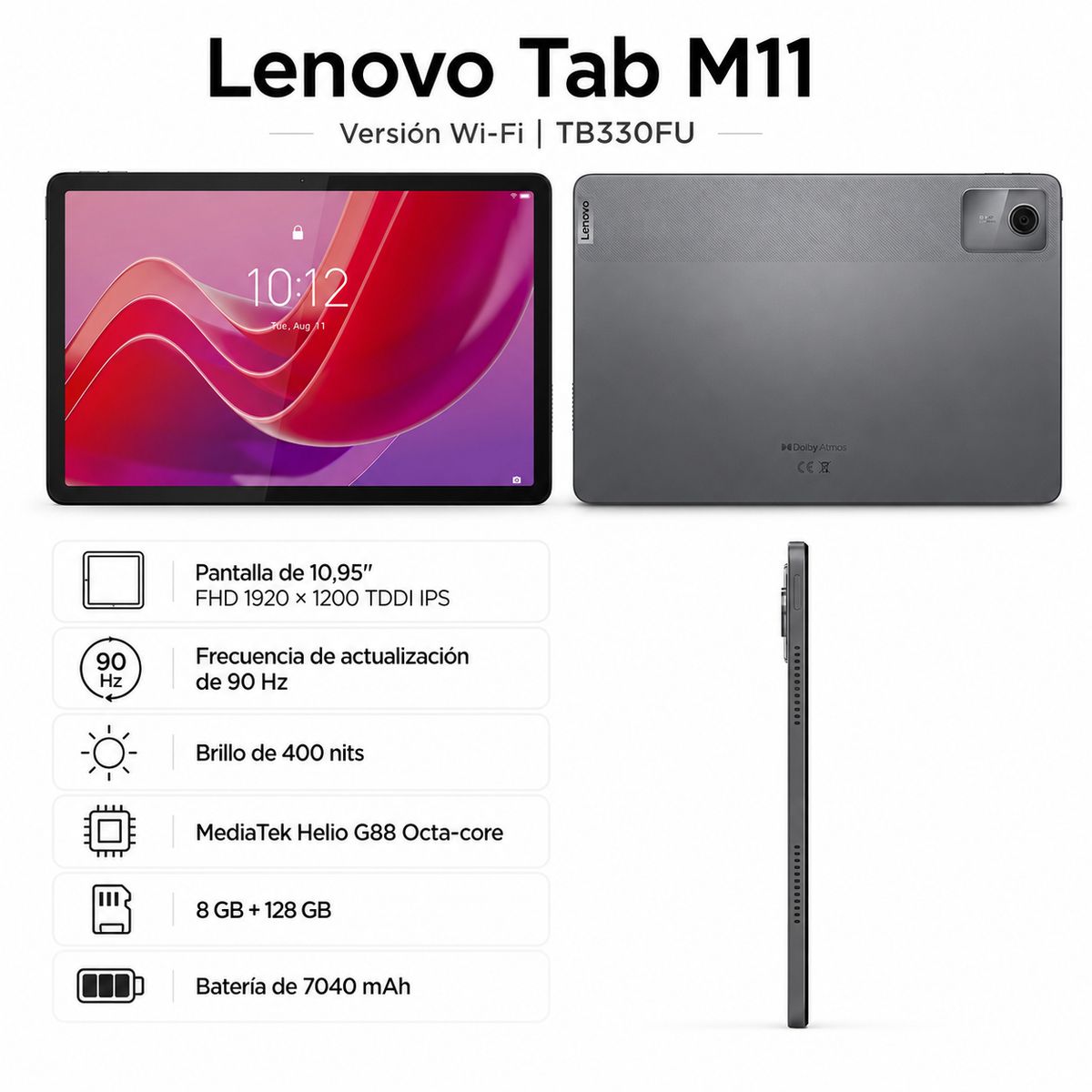 LENOVO - Tablet Lenovo M11 8GB+128GB 11" WiFi + ROSA Teclado+ lápiz