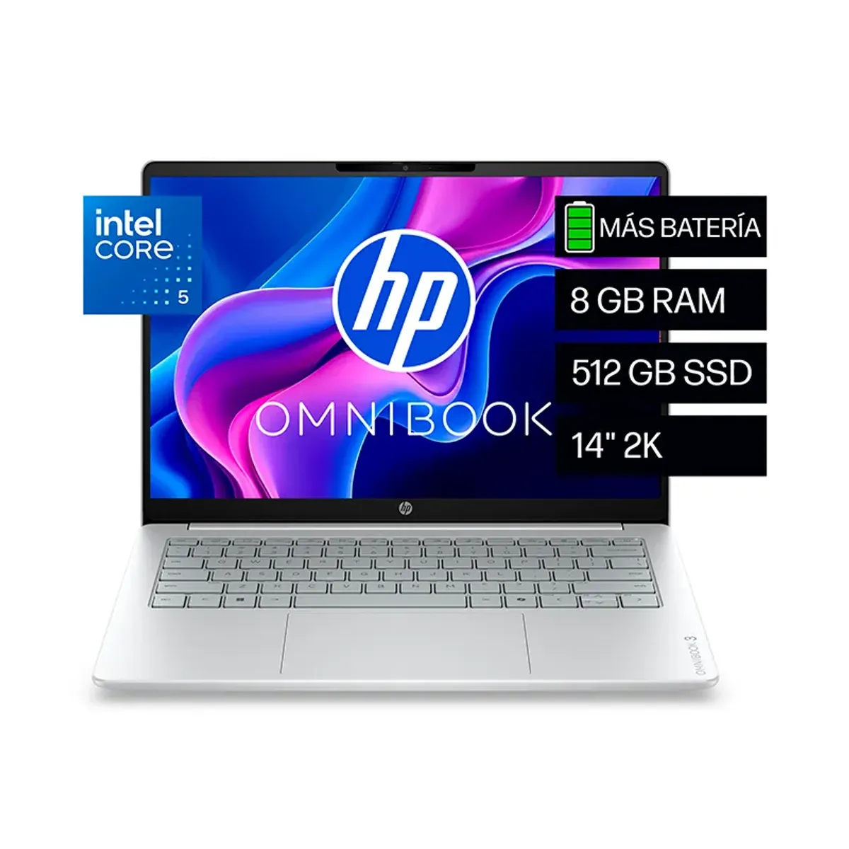 HP - NB HP OMNIBOOK 3 14-HU0051LA 14" 2K IPS CORE 5 120U HASTA 5GHZ 8GB DDR5 512GB SSD M.2.