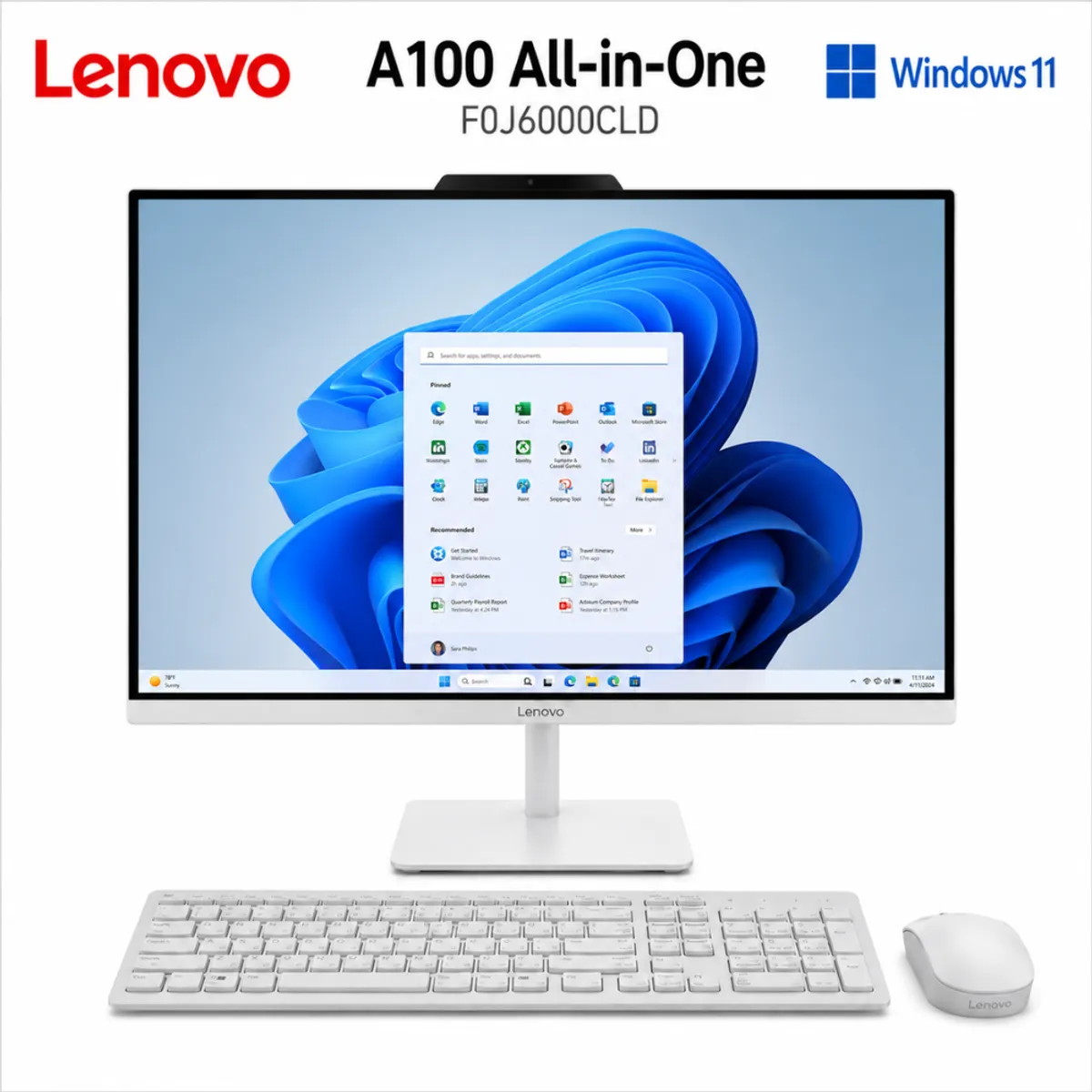 LENOVO - ALL IN ONE LENOVO A100 INTEL N100 8GB RAM 512GB SSD 23.8 FHD W11 CLOUD GREY F0J6000CLD
