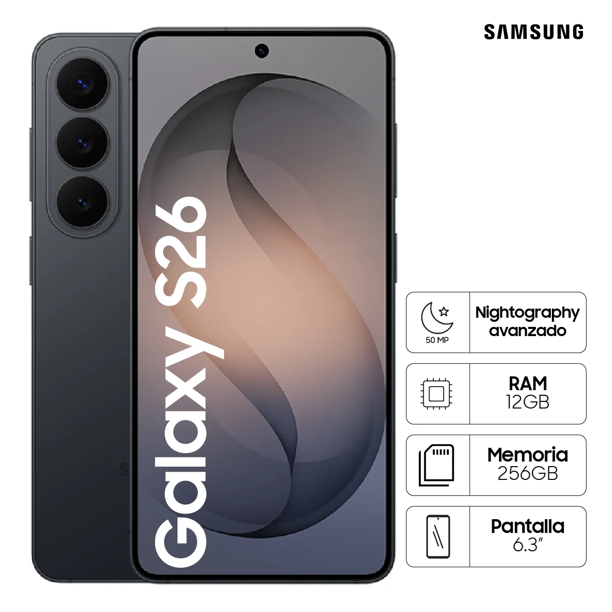 Celular Samsung Galaxy S26 256GB Black, marca SAMSUNG - Foto Principal