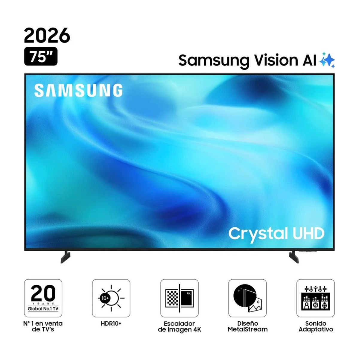 SAMSUNG - Televisor Smart TV 75'' Crystal UHD 4K UN75U8000HGXPE VISION AI 2026