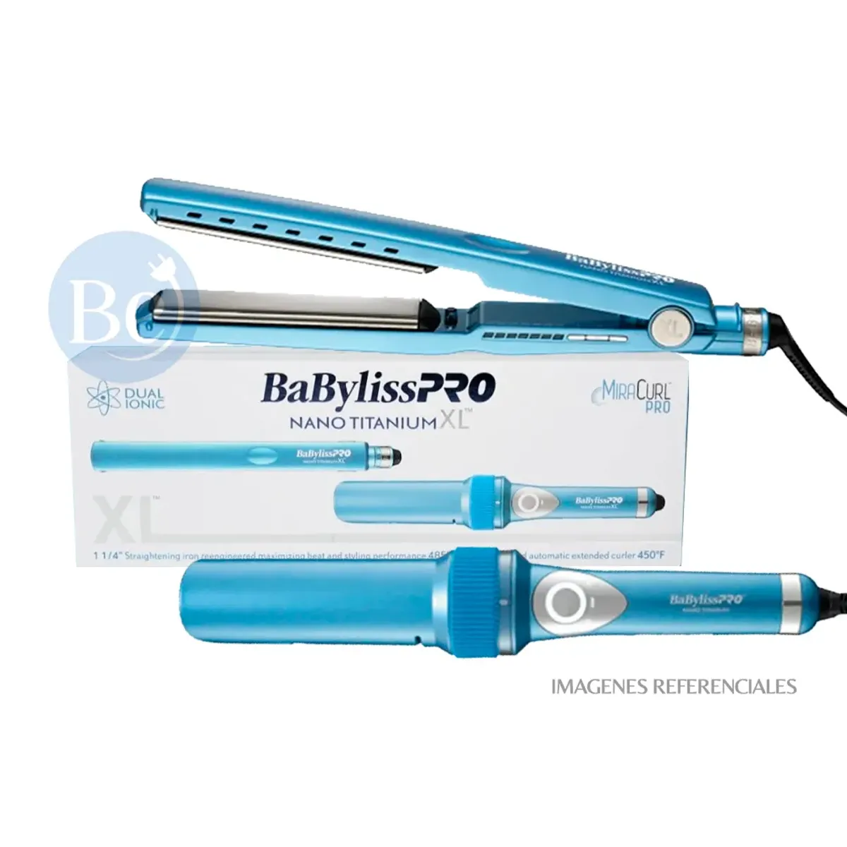 Babyliss Pro - Pack BabylissPRO Nano Titanium XL Alisadora y Rizadora Automática MiraCurl - BNTPP78PE