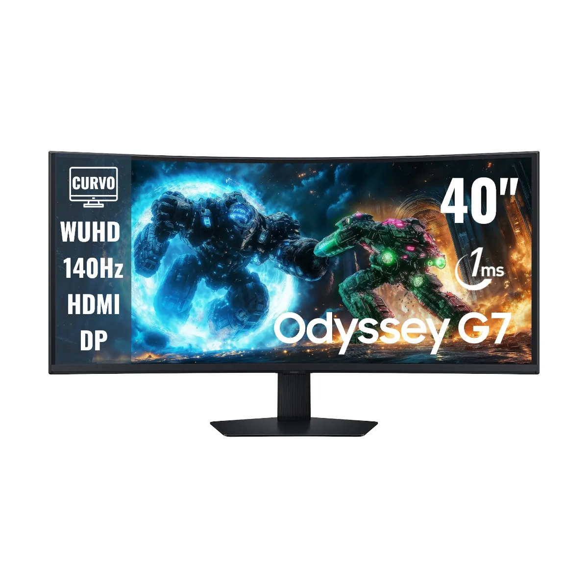 SAMSUNG - Monitor curvo Samsung Oddyssey G7 40 WUHD 140 Hz 1ms FreeSync Eye Saver DP HDMI