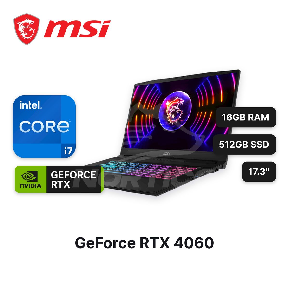 Msi - Laptop MSI Katana 17 B13VFK Core I7-13620H 16GB 512GB SSD RTX 4060 17.3" (9S7-17L541-193)
