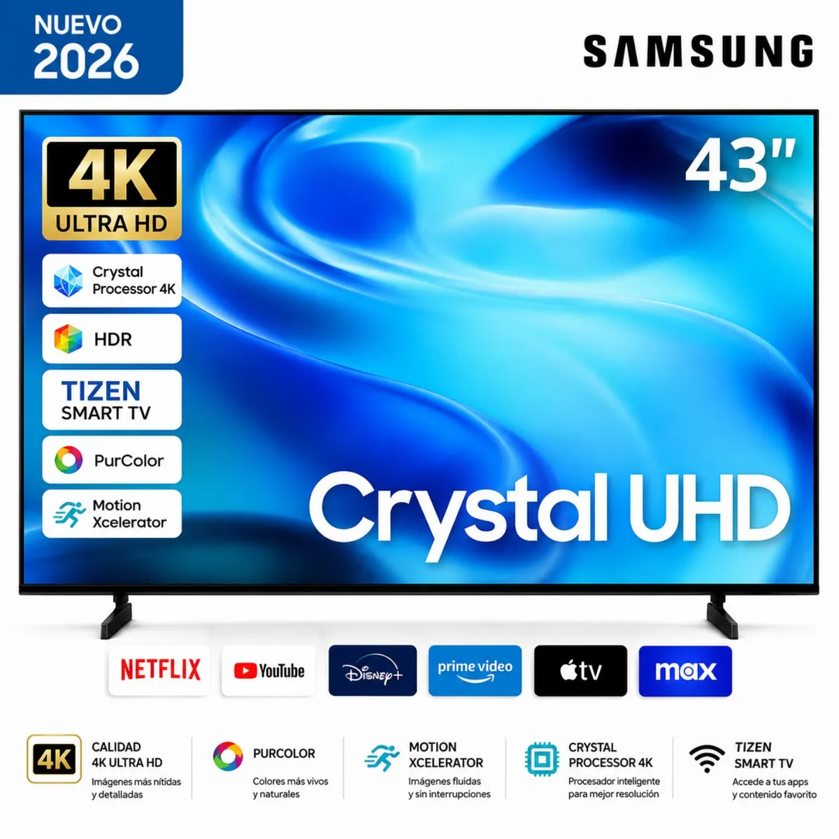 SAMSUNG - Televisor Samsung 43" Smart Crystal UHD 4K UN43U8000HG 2026