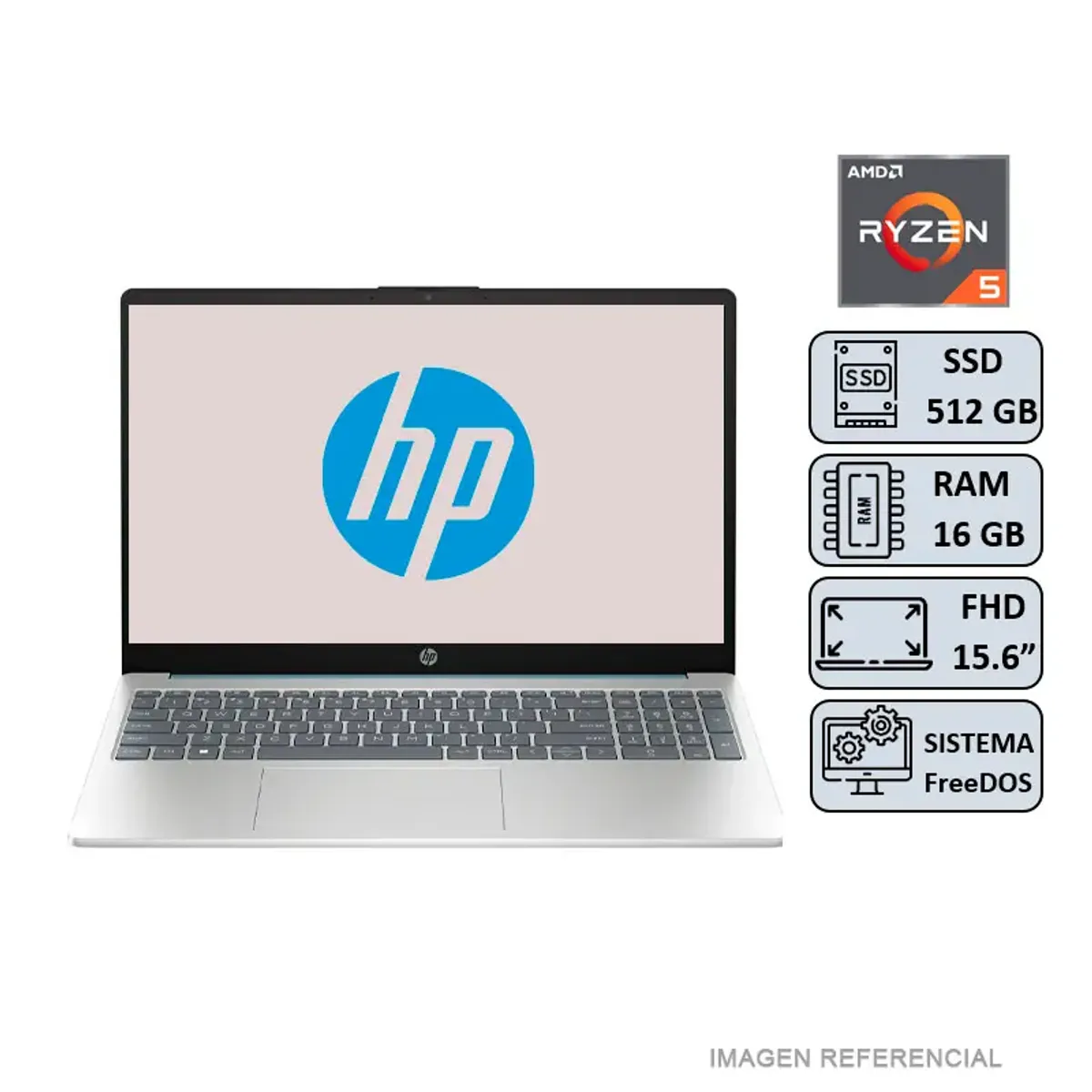 HP - LAPTOP HP 15-FC0256LA R5-7250U/16GB/512SSD/15.6"/FREEDOS