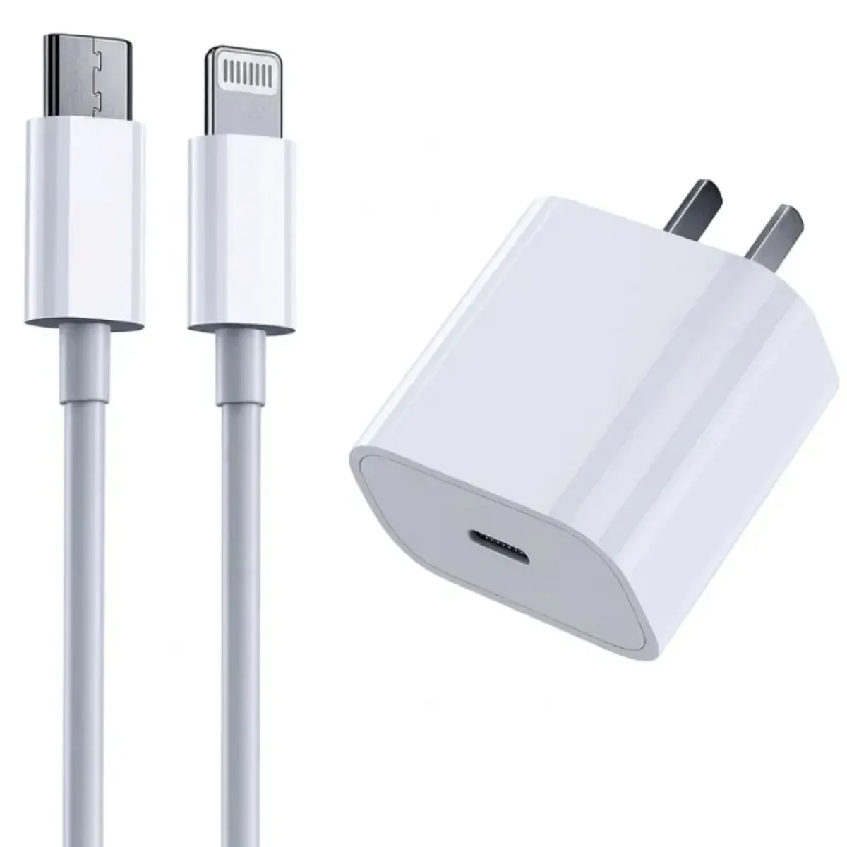 GENERICO - Cargador Carga Rápida 20W compatible iPhone Hasta 14 pro max - Kit Cubo USB-C y Cable Lightning
