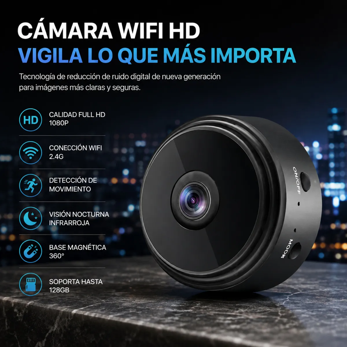 GENERICO - Mini Cámara Espía Wifi A9, Vigila en tiempo real desde tu celular