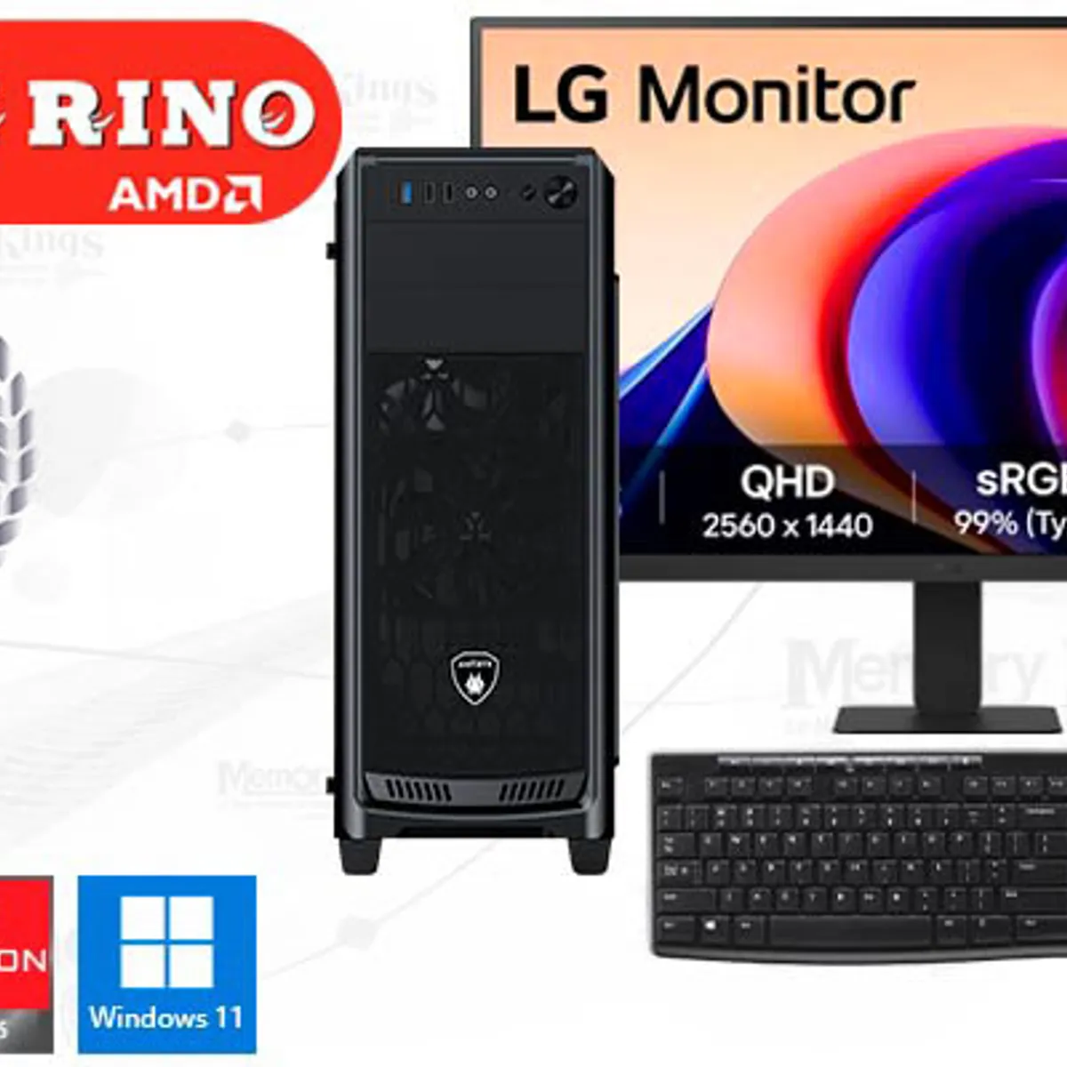 AMD - Computadora AMD Ryzen 7 9700X RX-380 16GB 1TB SSD 27" Radeon Windows 11 Pro